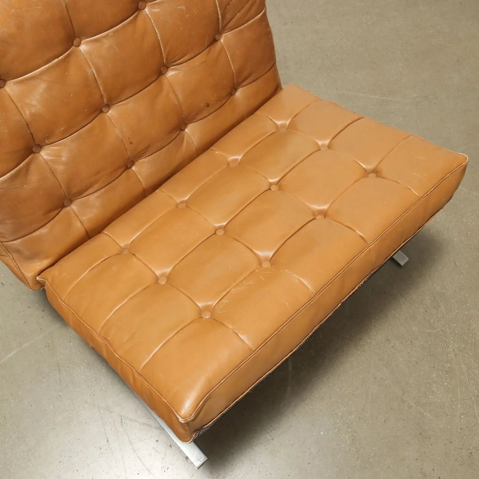 Vintage Armchairs Barcelona Style Leather Design Italy 1970s - 70's | Modernism | Armchairs