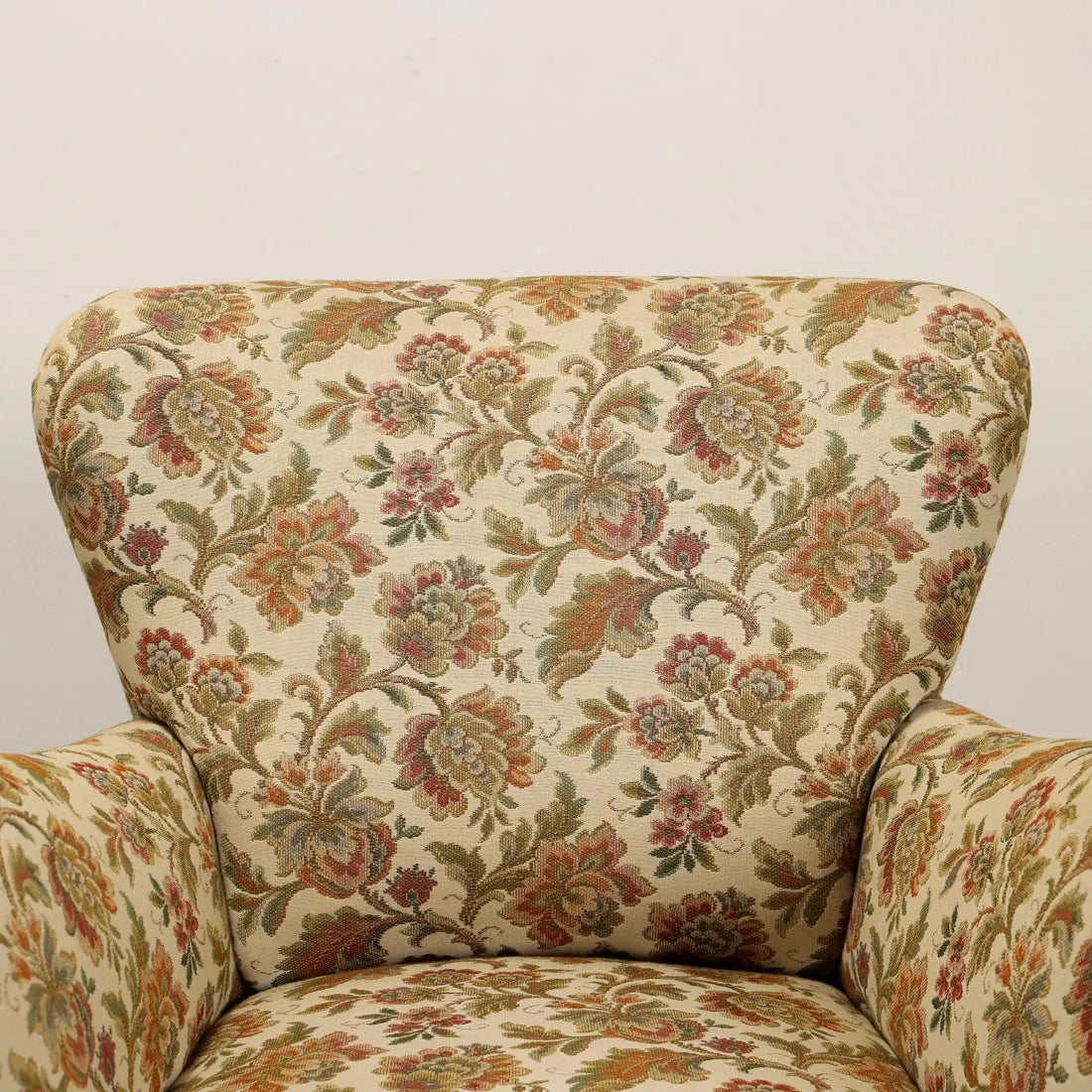 Vintage Armchairs Jacquard Fabric Wood Design Italy 1950s - 1950s | Modernism | Armchairs