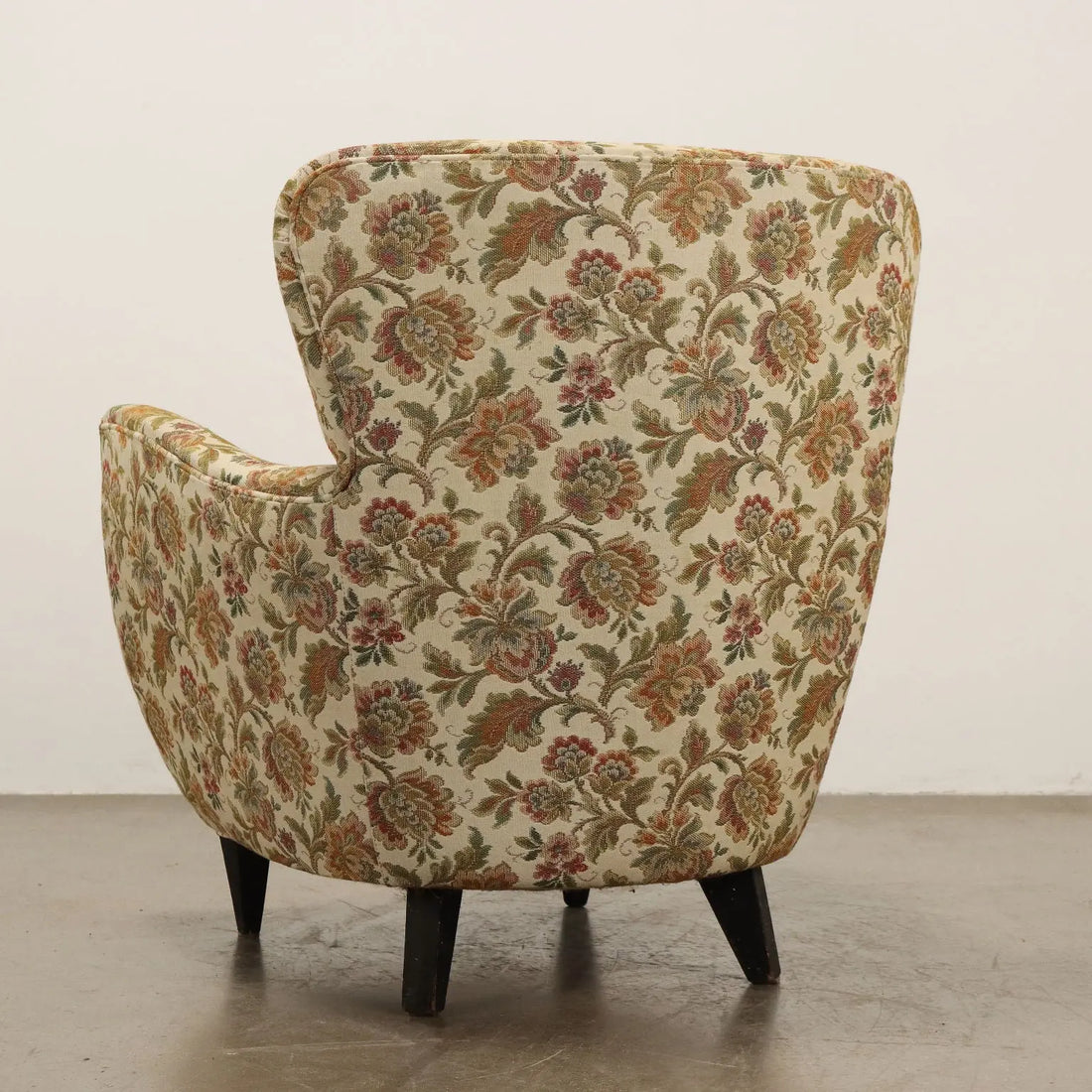 Vintage Armchairs Jacquard Fabric Wood Design Italy 1950s - 1950s | Modernism | Armchairs