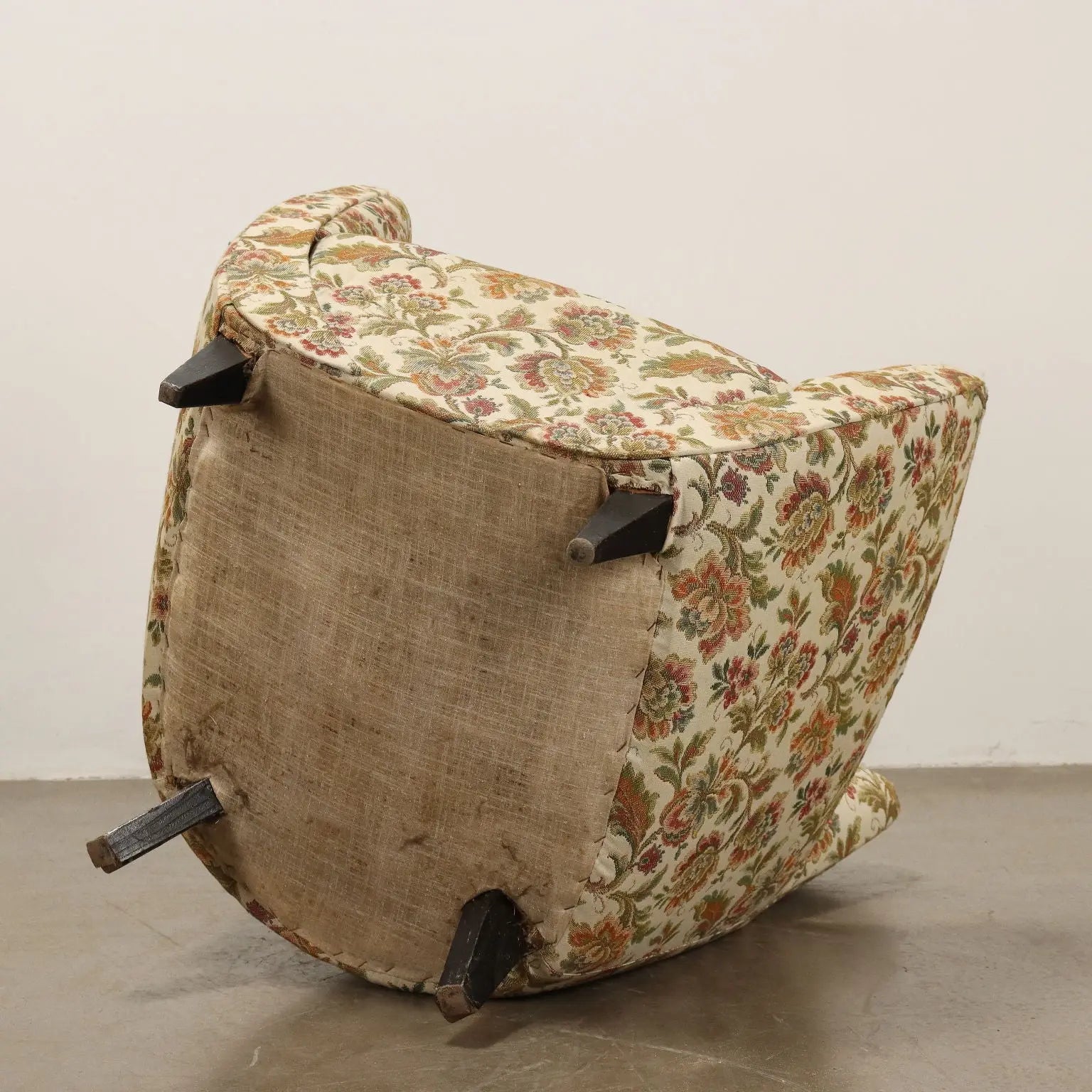 Vintage Armchairs Jacquard Fabric Wood Design Italy 1950s - 1950s | Modernism | Armchairs