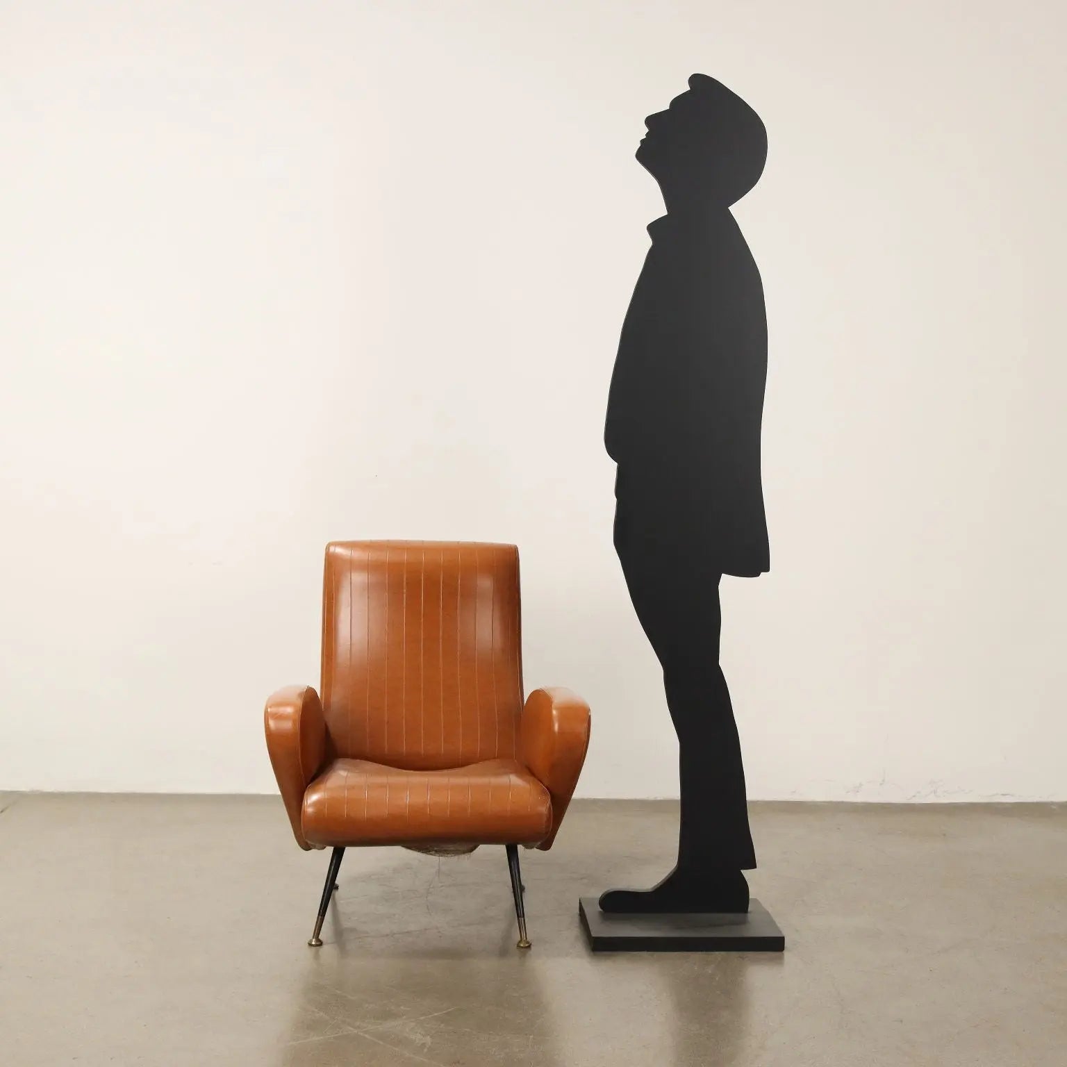 Small Vintage Armchair Leatherette Metal Brass Design 1950s-1960s - 50s-60s | Modernism | Armchairs