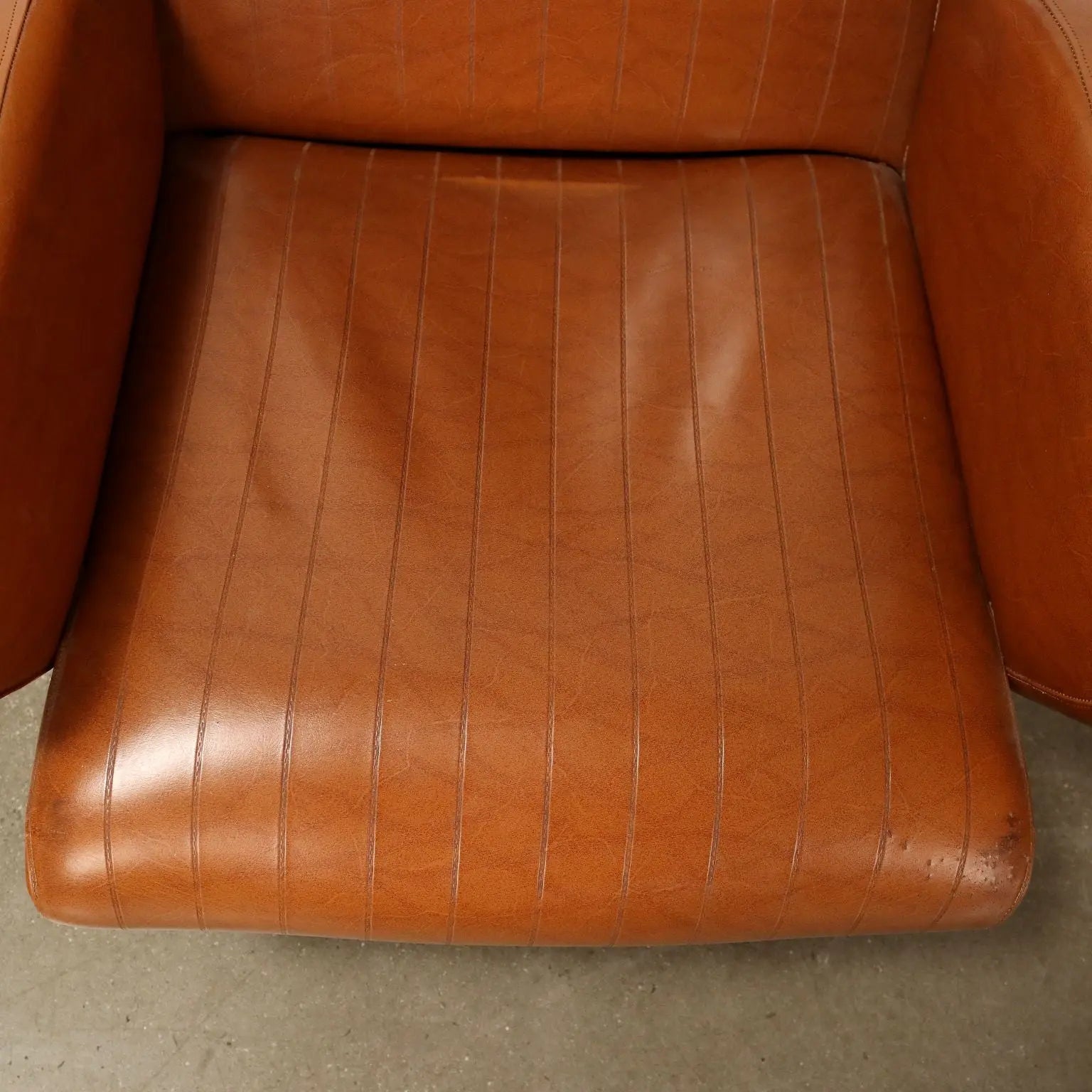 Small Vintage Armchair Leatherette Metal Brass Design 1950s-1960s - 50s-60s | Modernism | Armchairs