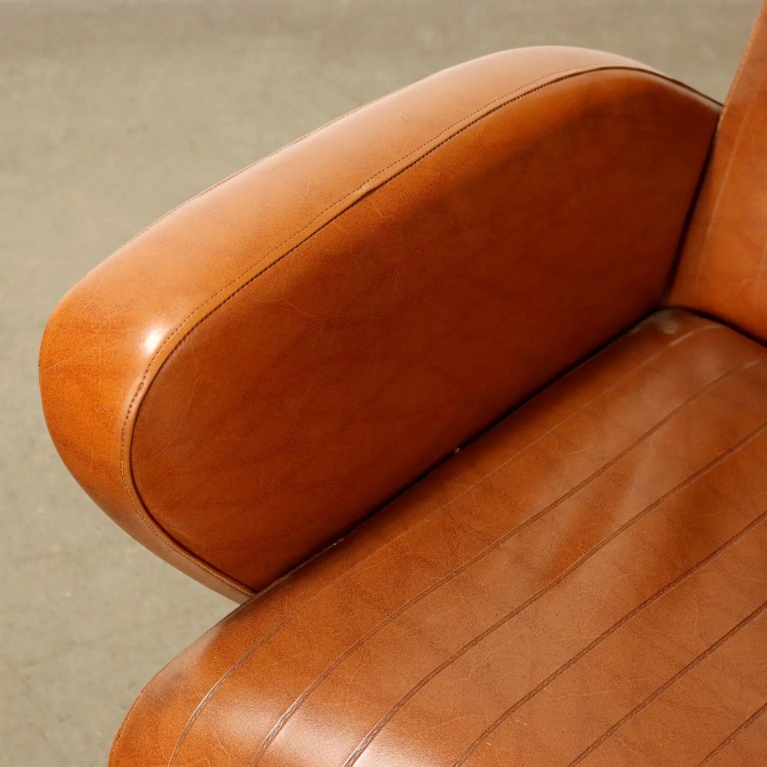 Small Vintage Armchair Leatherette Metal Brass Design 1950s-1960s - 50s-60s | Modernism | Armchairs