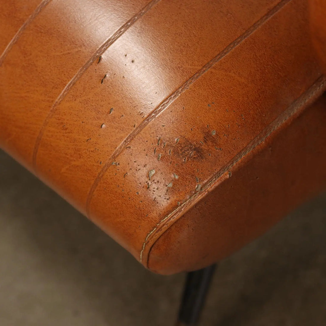 Small Vintage Armchair Leatherette Metal Brass Design 1950s-1960s - 50s-60s | Modernism | Armchairs