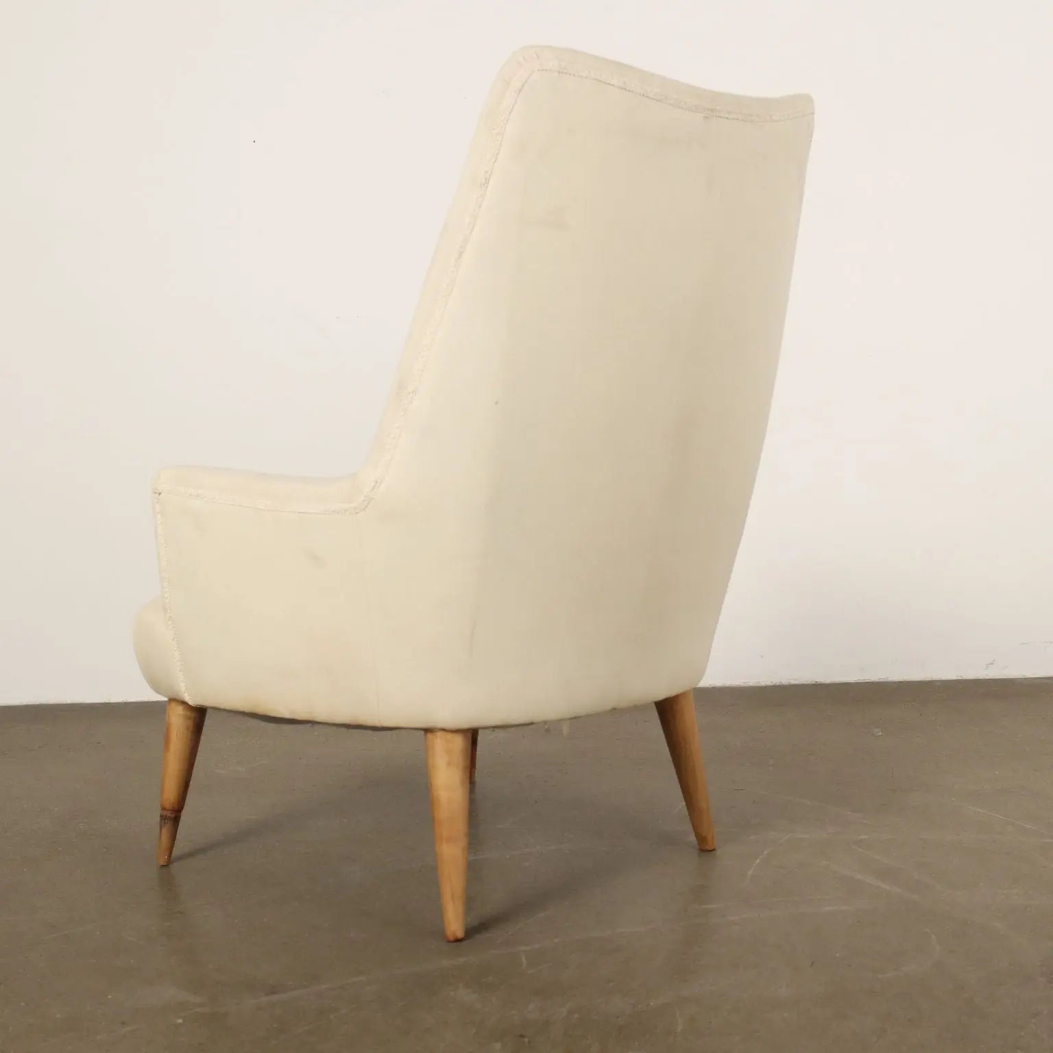 Vintage Armchair Fabric Wood Padding Design 1950s-60s To Be Restored | Modernism | Armchairs