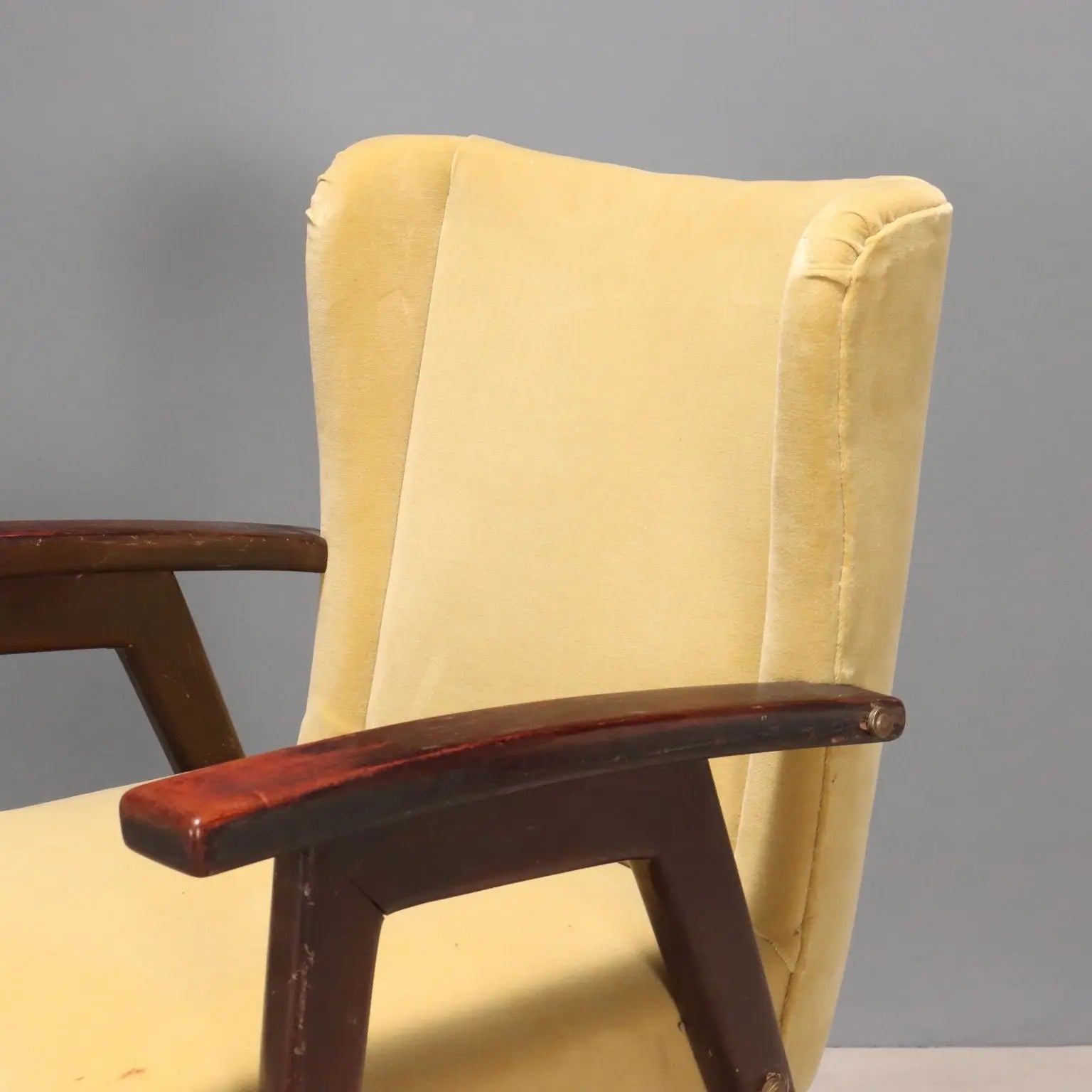 Vintage Armchairs Design Wood Foam Fabric Italy 1960s | Modernism | Armchairs