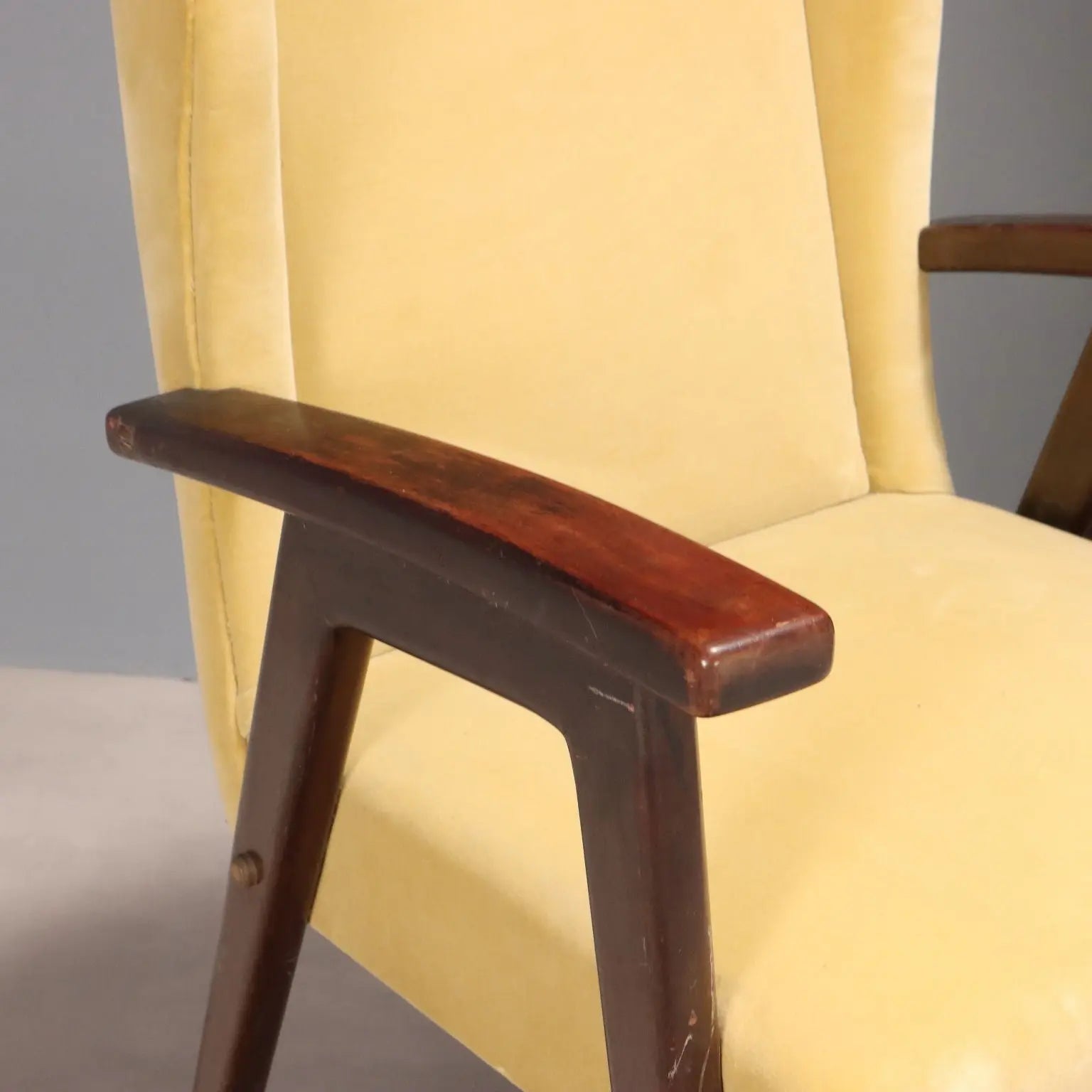 Vintage Armchairs Design Wood Foam Fabric Italy 1960s | Modernism | Armchairs