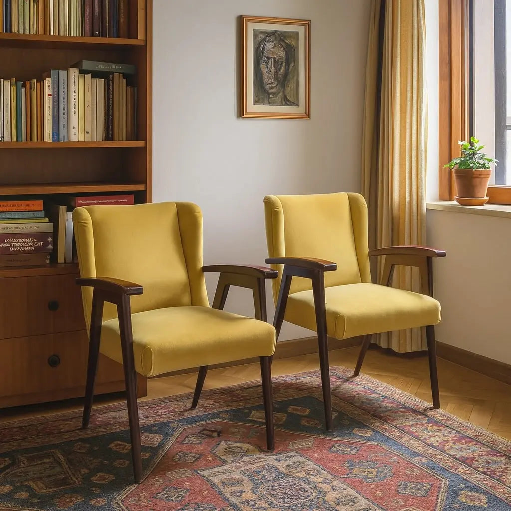 Vintage Armchairs Design Wood Foam Fabric Italy 1960s | Modernism | Armchairs