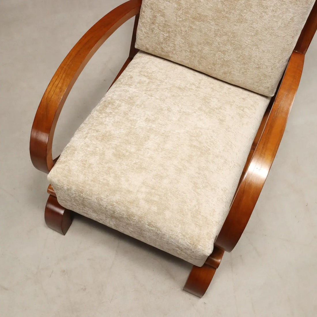 Vintage Déco Armchairs Curved Wood Velvet Design 1920s-1930