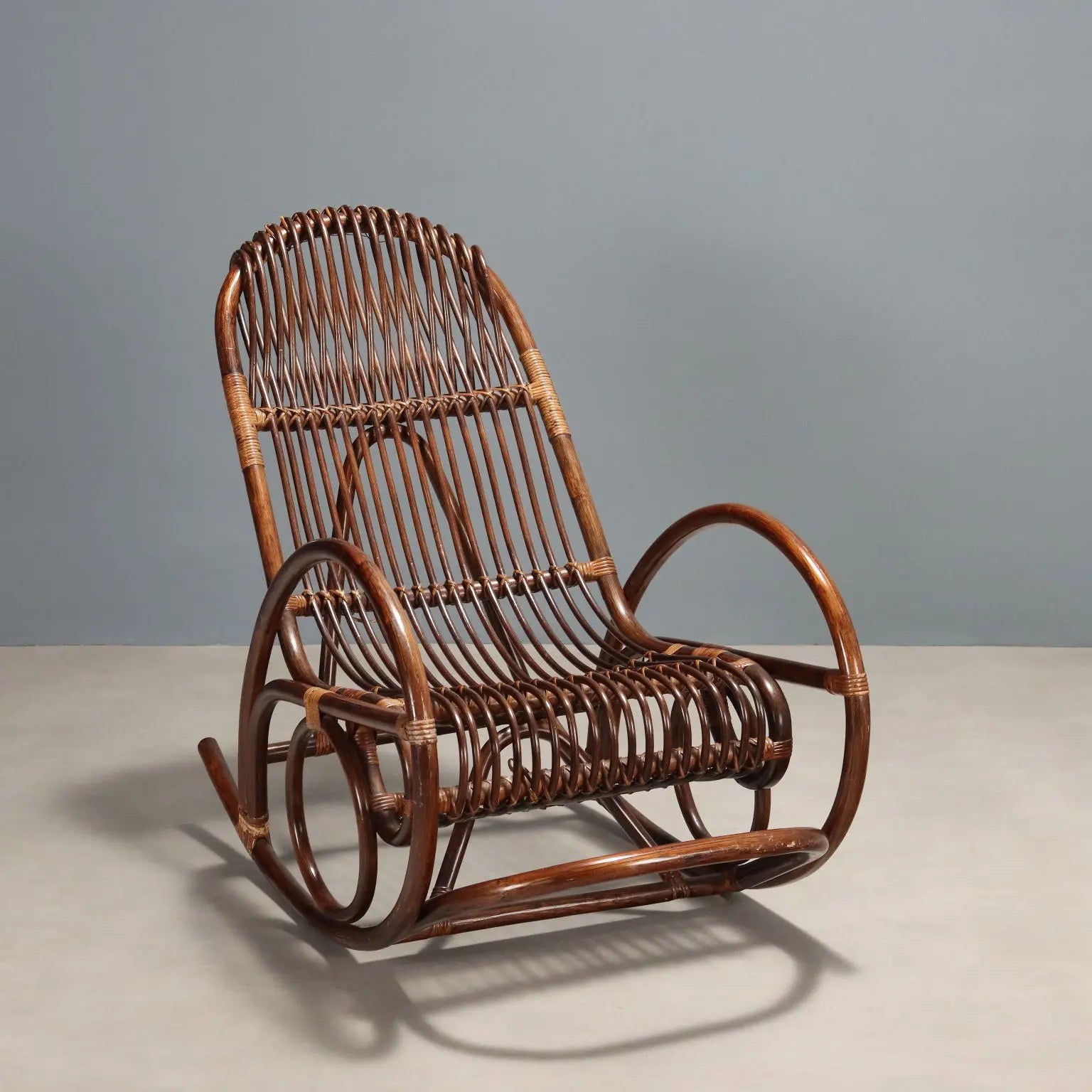 Vintage Rocking Chair Bamboo Design Italy 1970s | Modernism | Armchairs