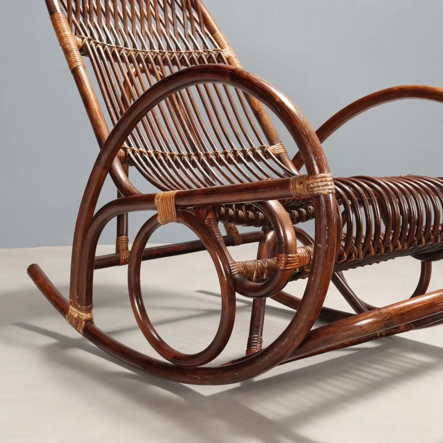 Vintage Rocking Chair Bamboo Design Italy 1970s | Modernism | Armchairs