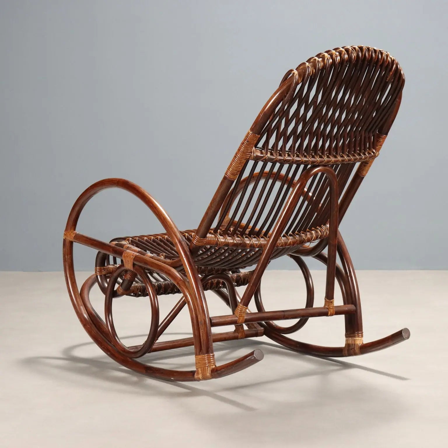 Vintage Rocking Chair Bamboo Design Italy 1970s | Modernism | Armchairs