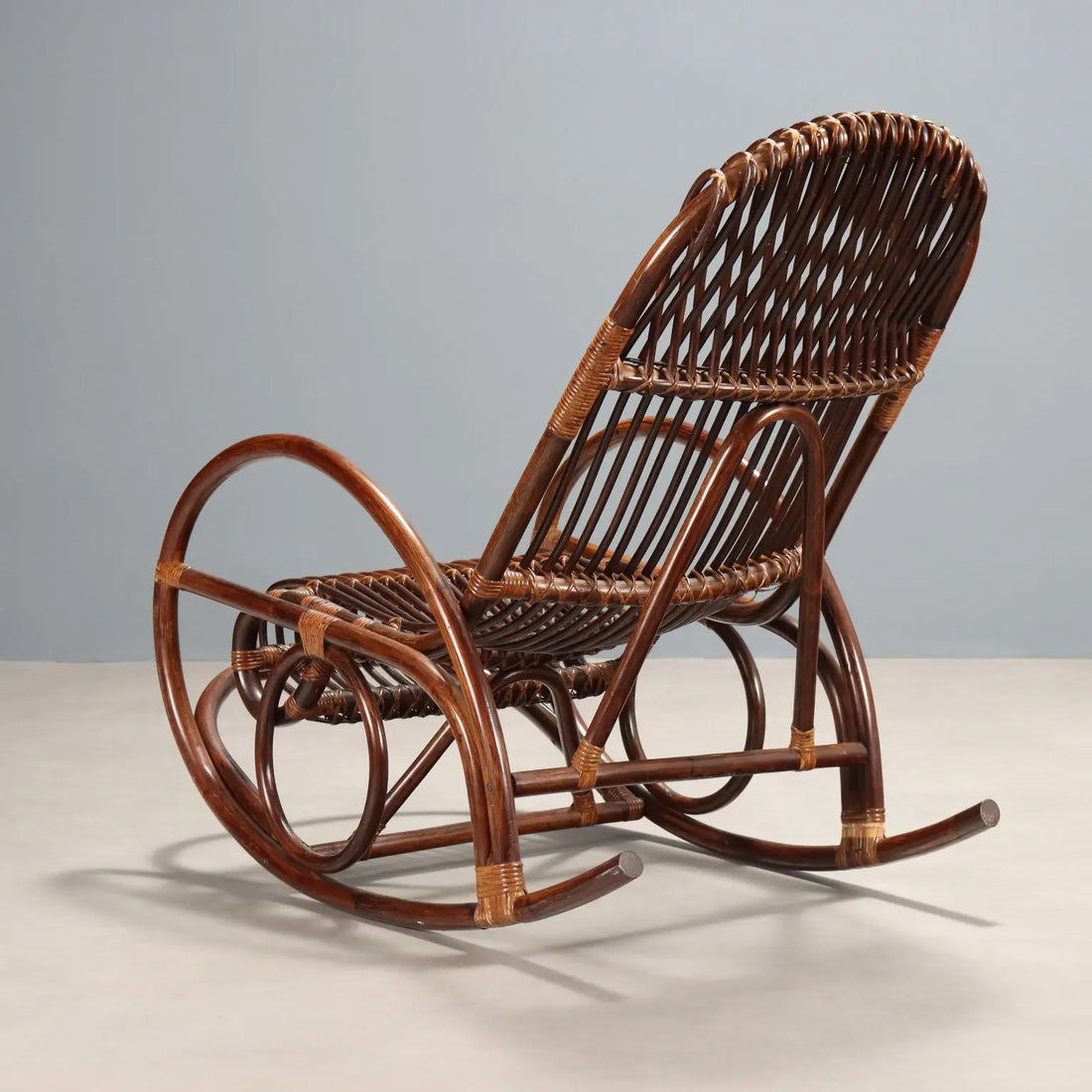 Vintage Rocking Chair Bamboo Design Italy 1970s | Modernism | Armchairs