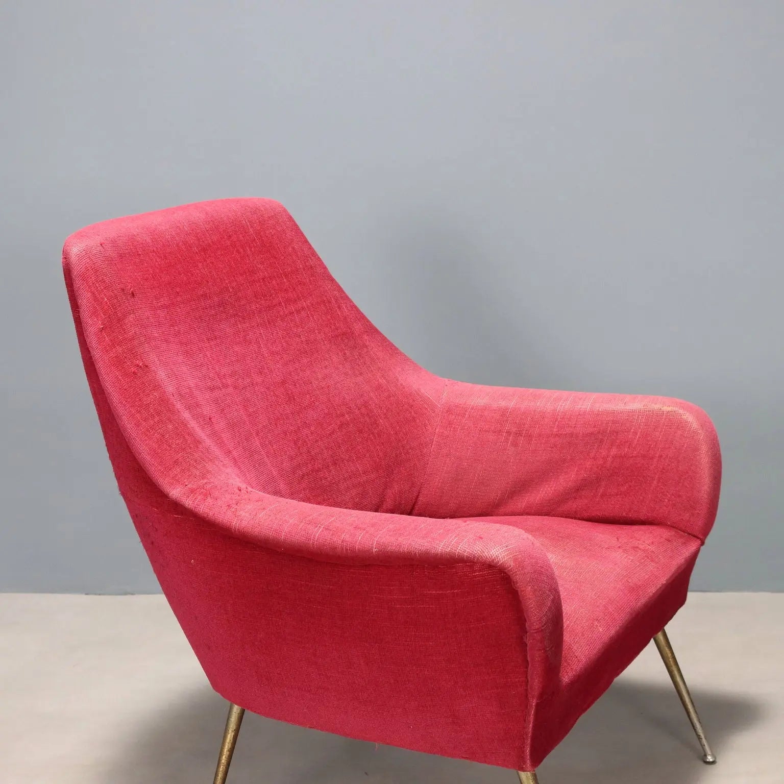 Vintage Armchair Design Fabric Brass Italy 1950s-1960s | Modernism | Armchairs