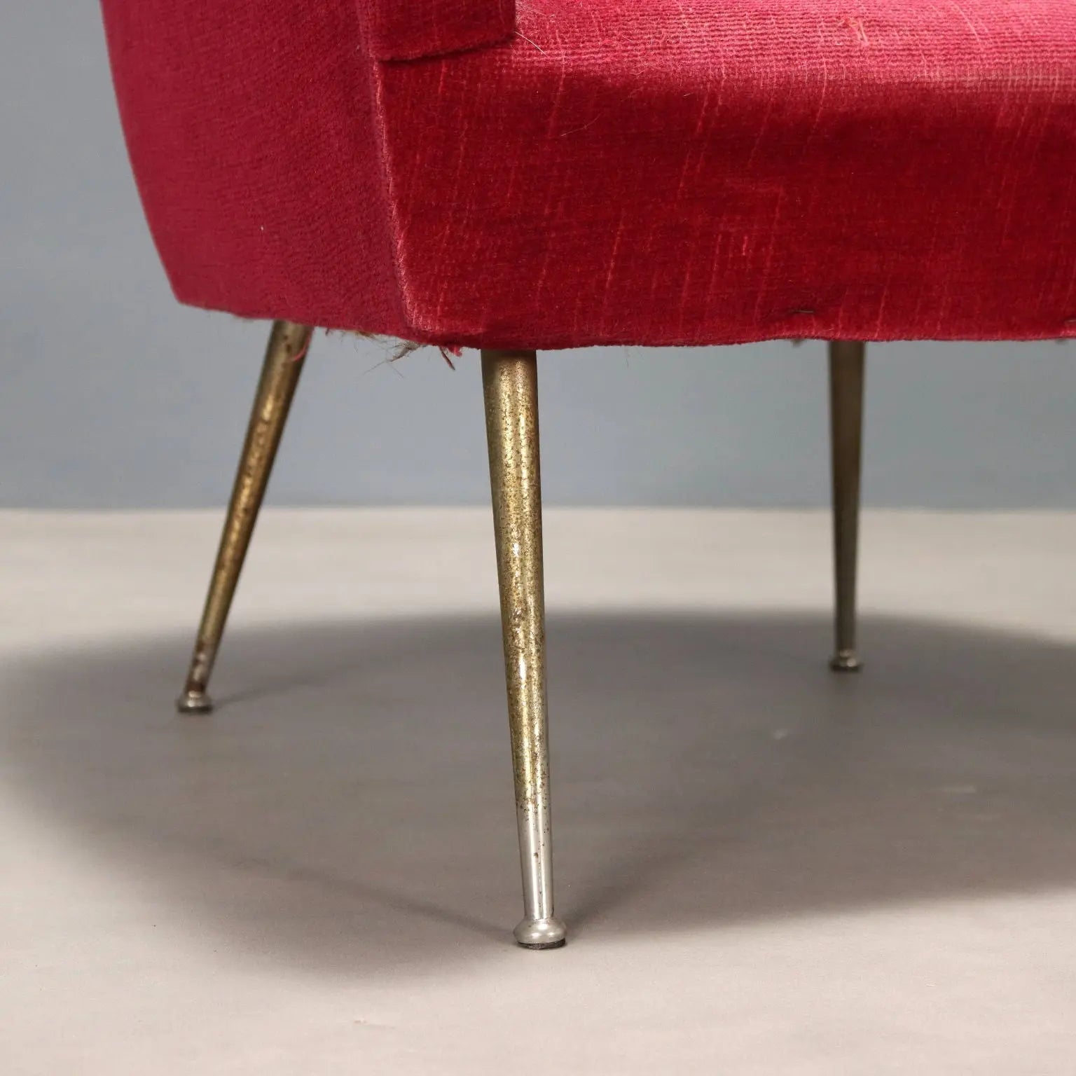 Vintage Armchair Design Fabric Brass Italy 1950s-1960s | Modernism | Armchairs