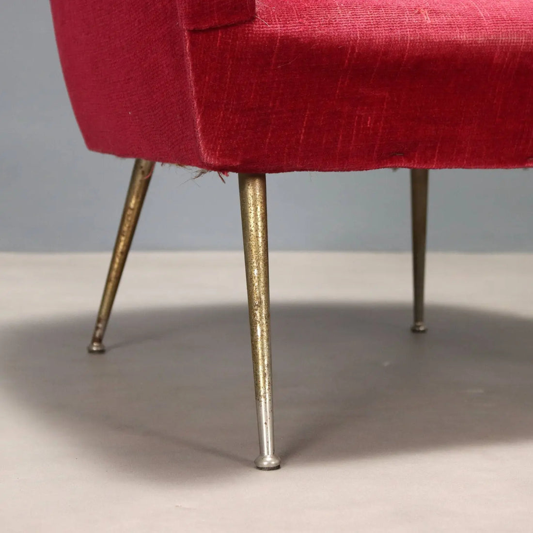 Vintage Armchair Design Fabric Brass Italy 1950s-1960s | Modernism | Armchairs