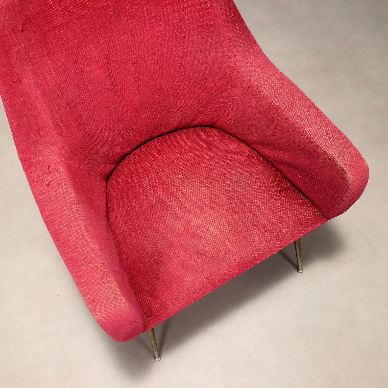 Vintage Armchair Design Fabric Brass Italy 1950s-1960s | Modernism | Armchairs