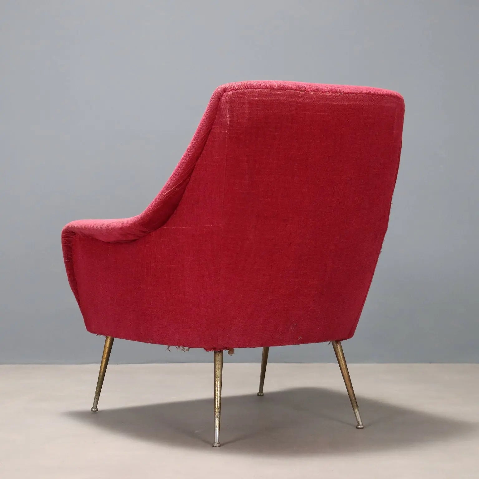 Vintage Armchair Design Fabric Brass Italy 1950s-1960s | Modernism | Armchairs