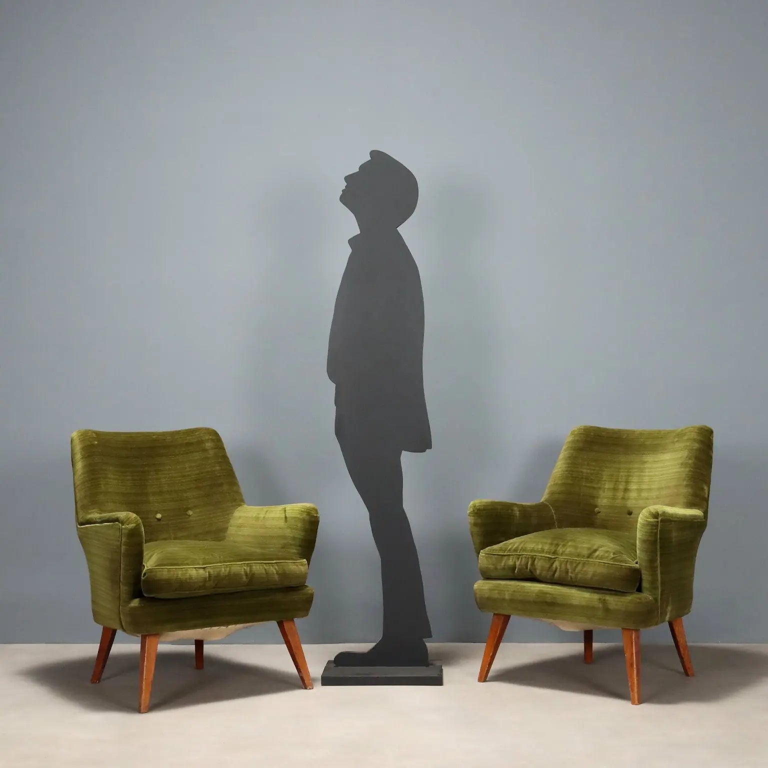 Vintage Armchairs Green Velvet Wood Design Italy 1950s | Modernism | Armchairs