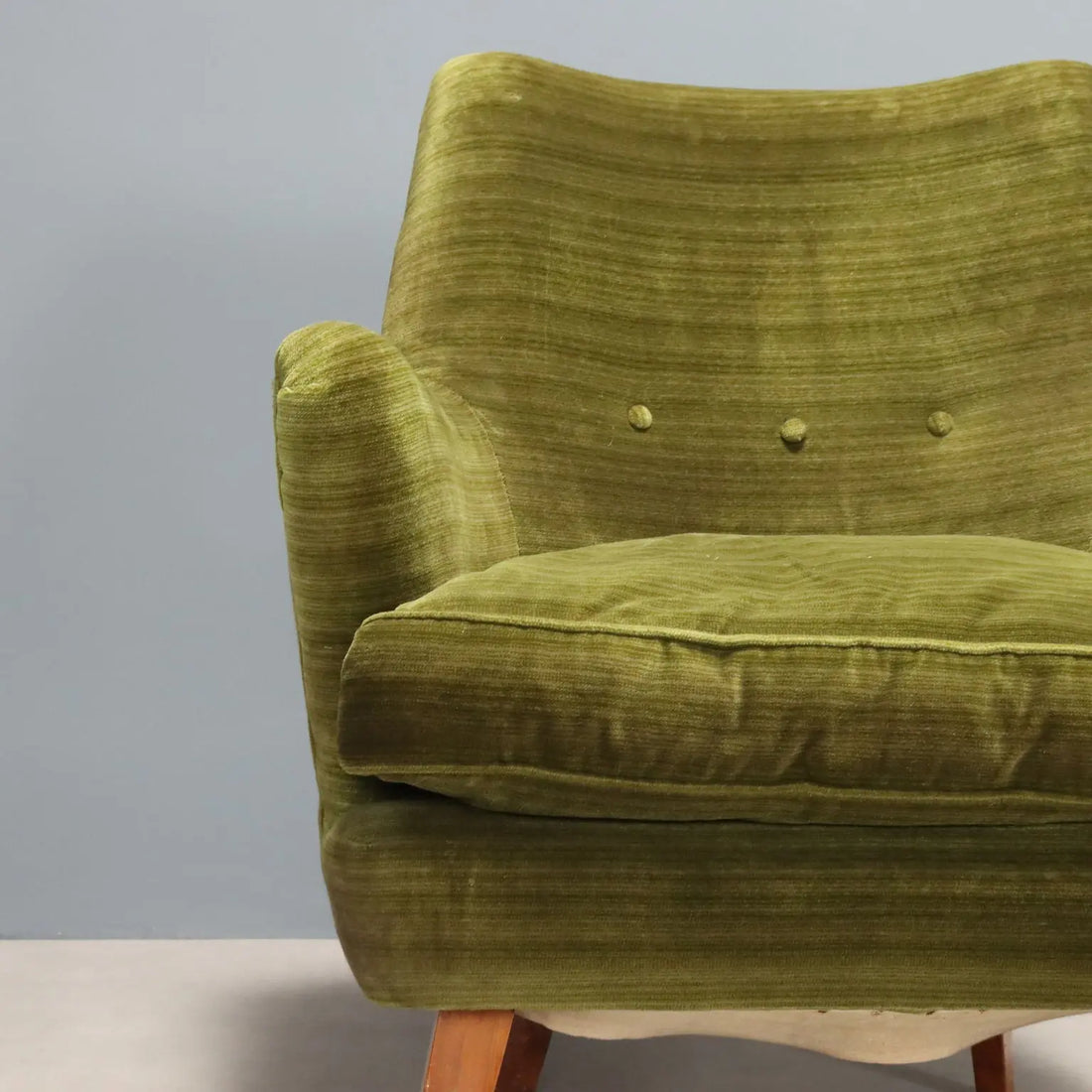 Vintage Armchairs Green Velvet Wood Design Italy 1950s | Modernism | Armchairs