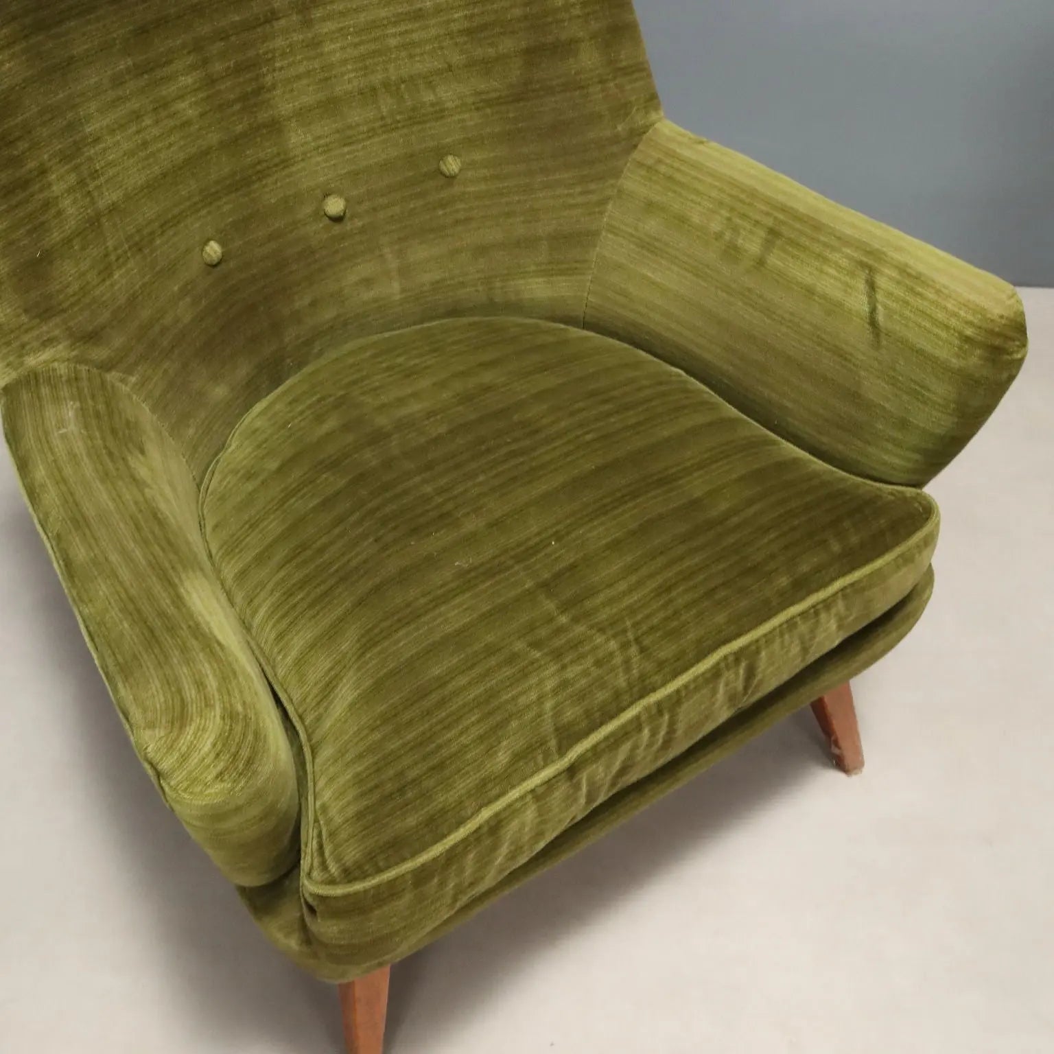 Vintage Armchairs Green Velvet Wood Design Italy 1950s | Modernism | Armchairs