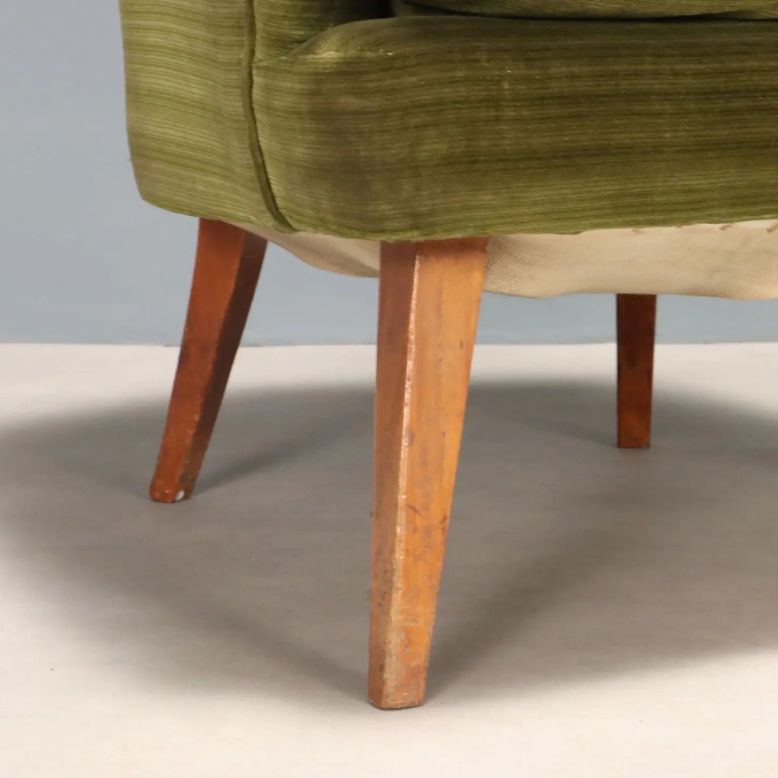 Vintage Armchairs Green Velvet Wood Design Italy 1950s | Modernism | Armchairs