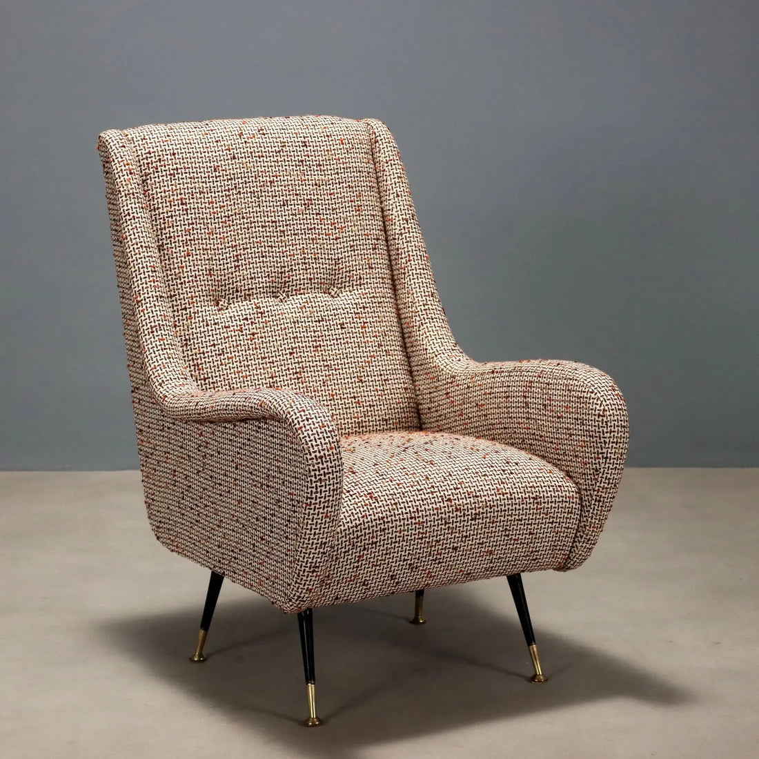 Vintage Armchair Foam Metal Brass Design Italy 1960s | Modernism | Armchairs