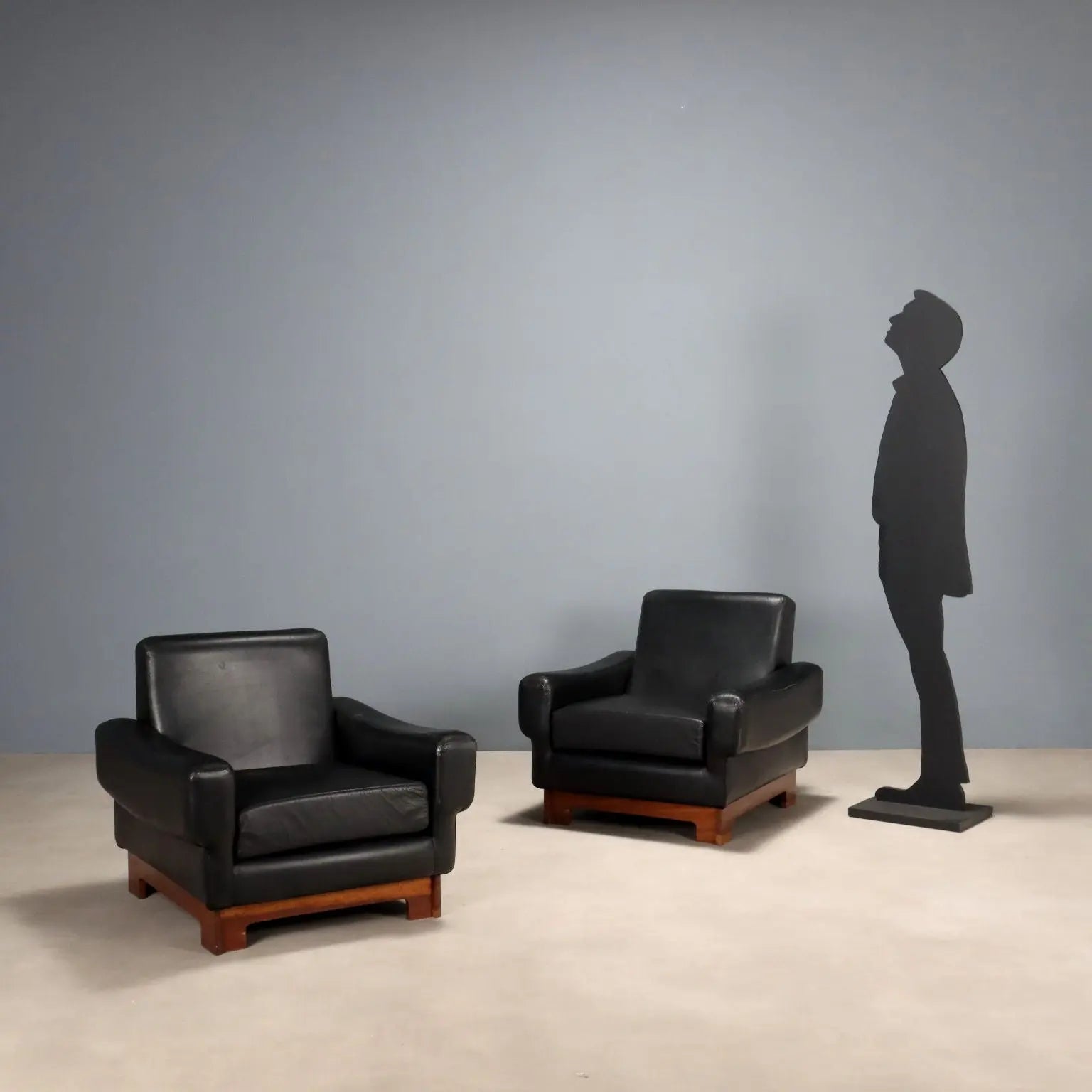 Vintage Armchairs Wood Leather Design Italy 1960s-1970s | Modernism | Armchairs