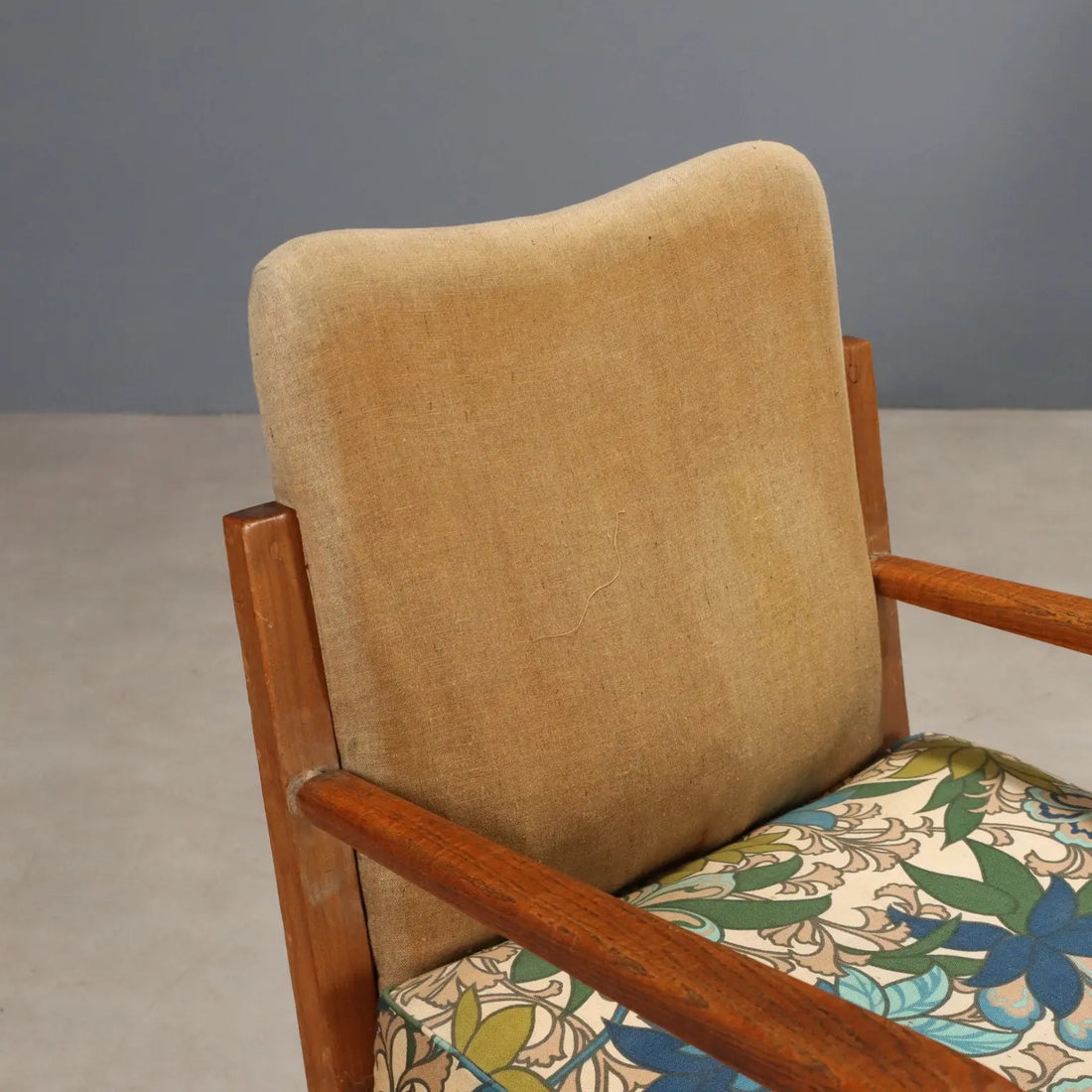 Vintage Armchairs Oak Cloth Fabric Foam Design Italy 1940s | Modernism | Armchairs