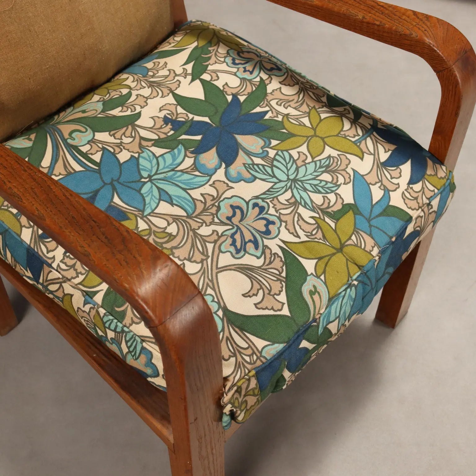 Vintage Armchairs Oak Cloth Fabric Foam Design Italy 1940s | Modernism | Armchairs