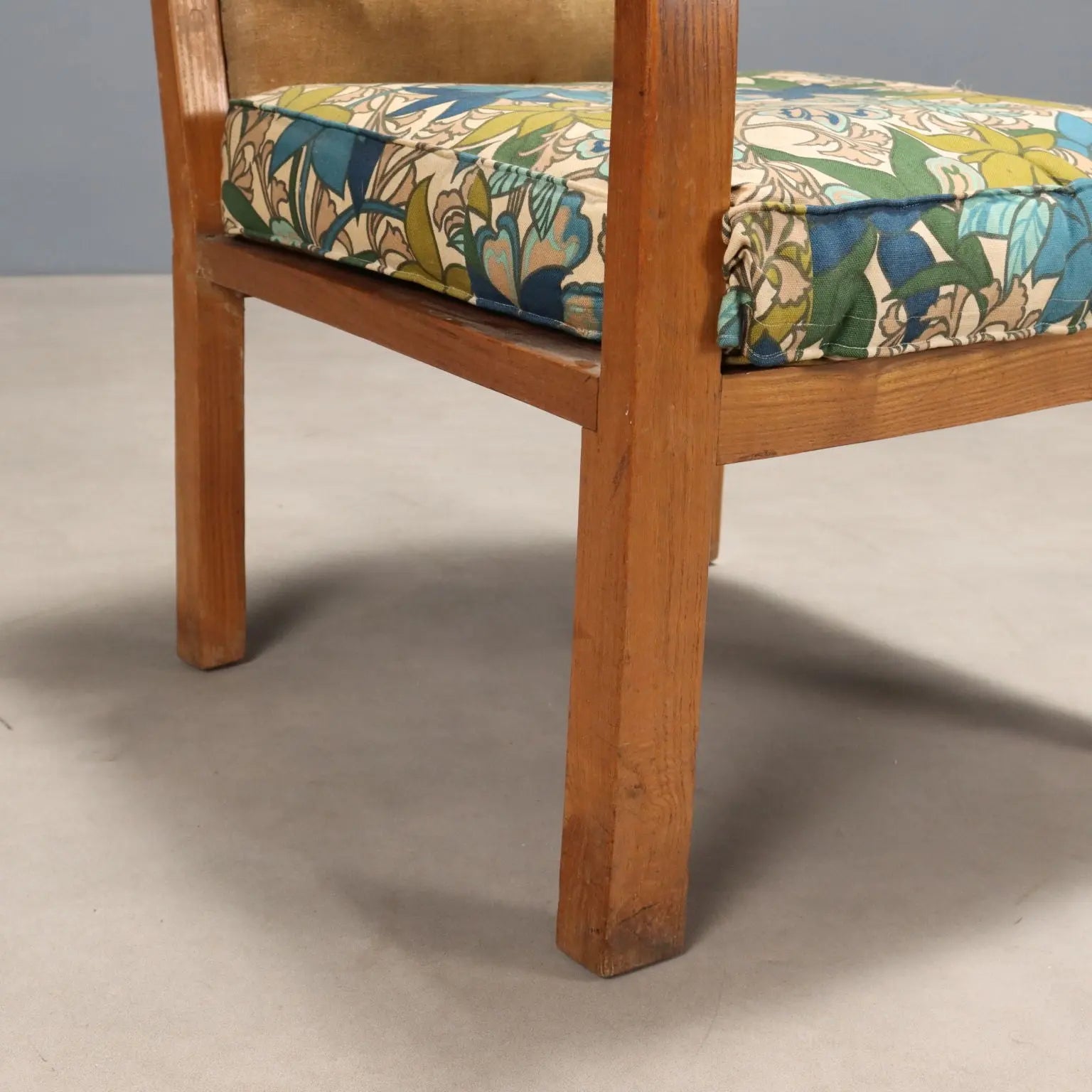 Vintage Armchairs Oak Cloth Fabric Foam Design Italy 1940s | Modernism | Armchairs