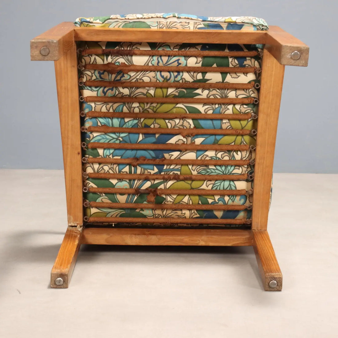 Vintage Armchairs Oak Cloth Fabric Foam Design Italy 1940s | Modernism | Armchairs