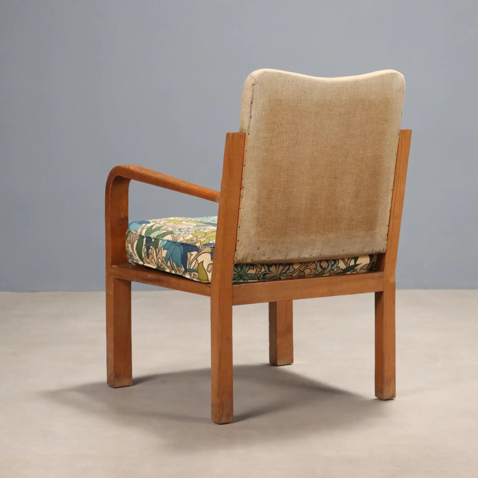Vintage Armchairs Oak Cloth Fabric Foam Design Italy 1940s | Modernism | Armchairs
