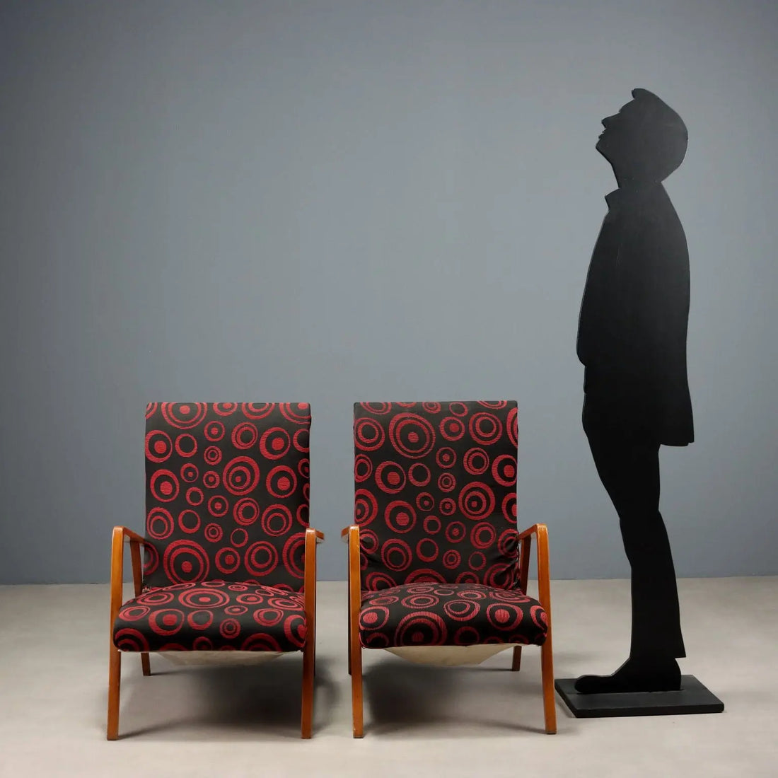Vintage Armchairs Beech Patterned Fabric Italy Design 1950s-60s | Modernism | Armchairs