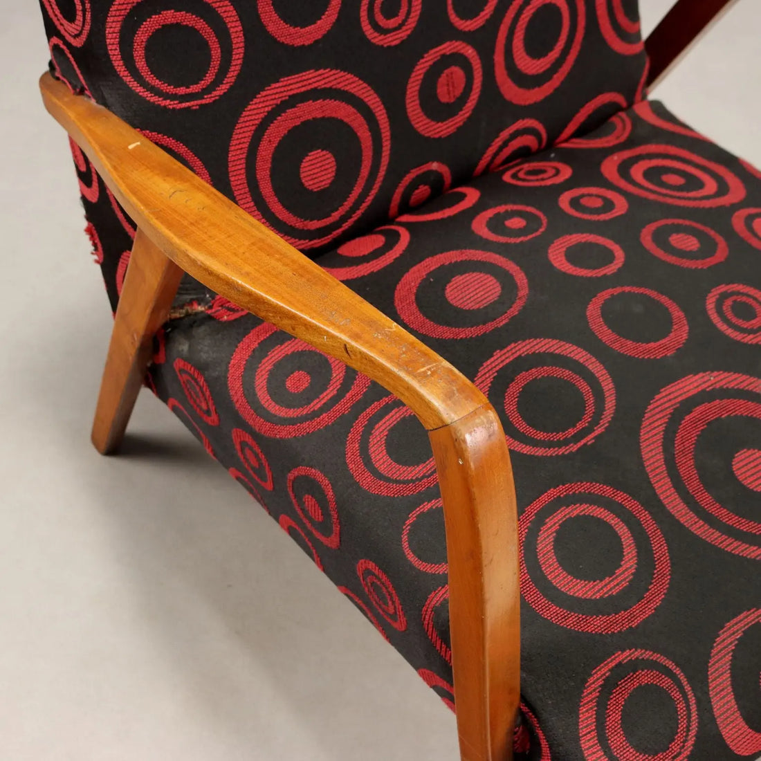 Vintage Armchairs Beech Patterned Fabric Italy Design 1950s-60s | Modernism | Armchairs