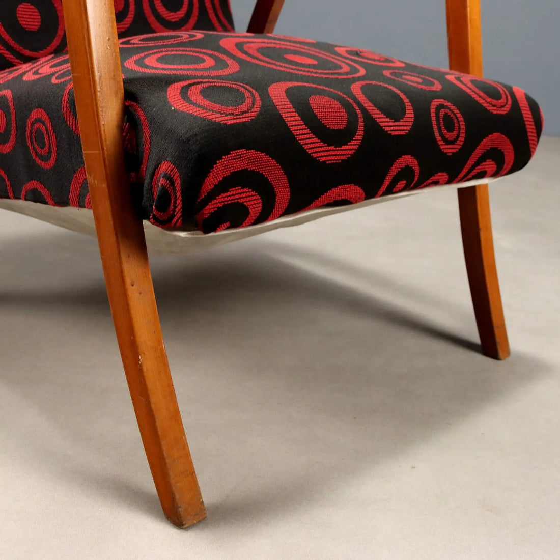 Vintage Armchairs Beech Patterned Fabric Italy Design 1950s-60s | Modernism | Armchairs
