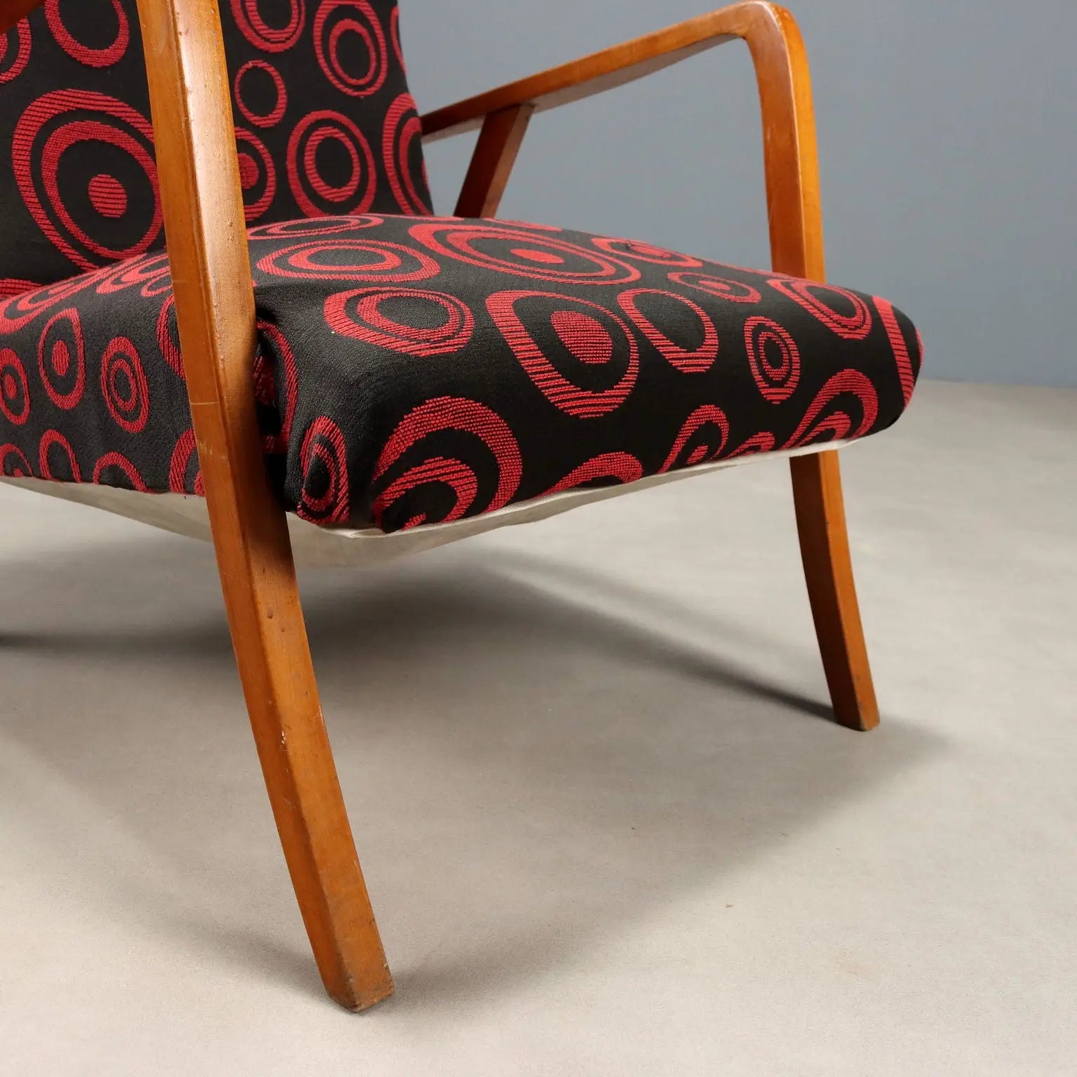 Vintage Armchairs Beech Patterned Fabric Italy Design 1950s-60s | Modernism | Armchairs
