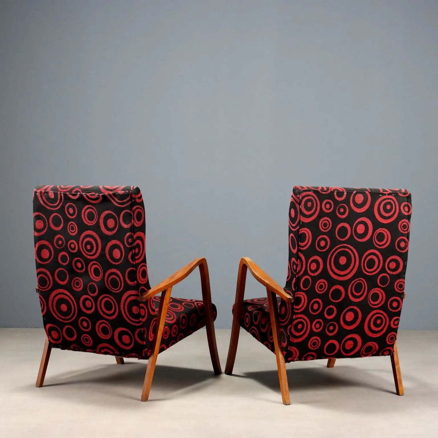 Vintage Armchairs Beech Patterned Fabric Italy Design 1950s-60s | Modernism | Armchairs
