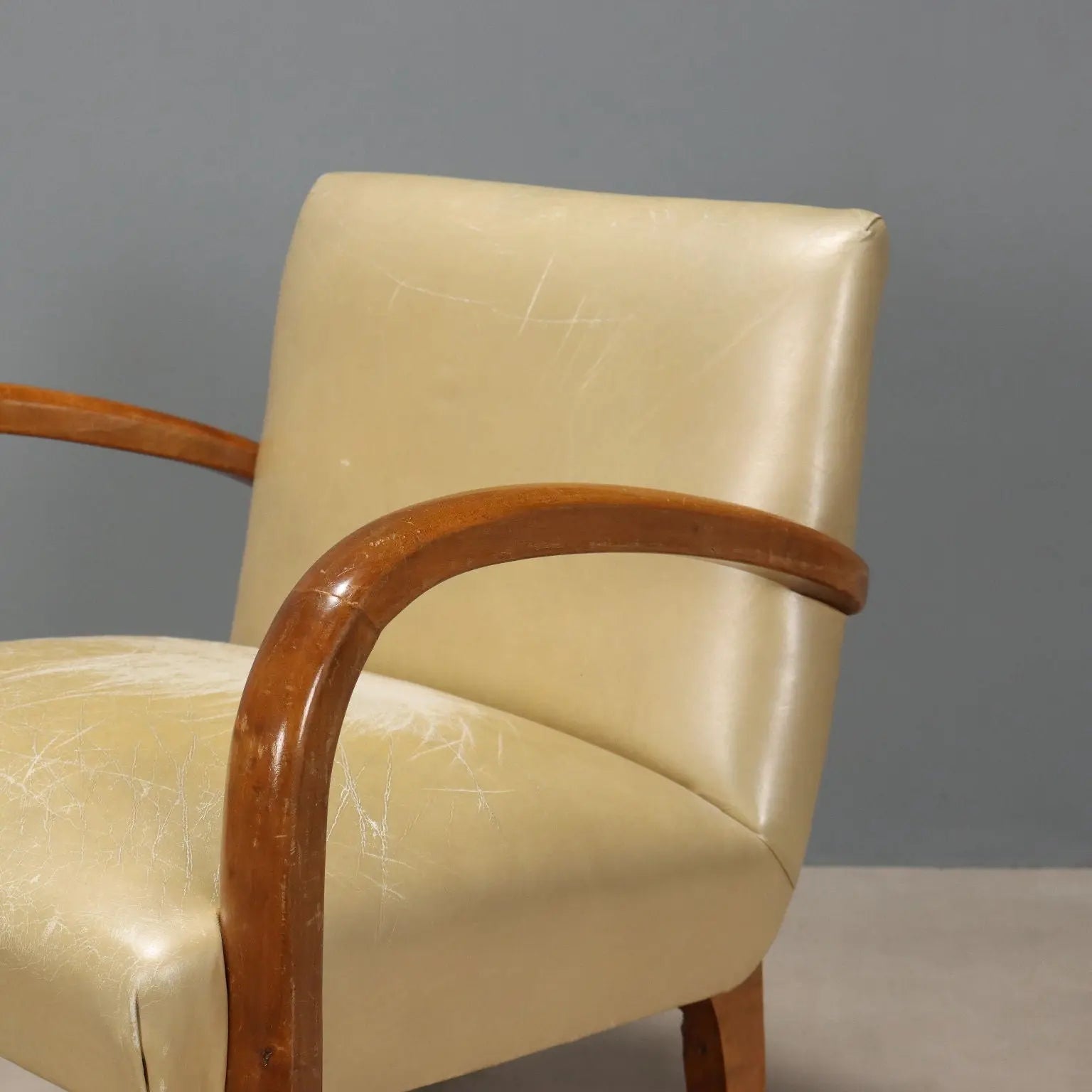 Vintage Armchairs Beech Leatherette Design Italy 1960s | Modernism | Armchairs