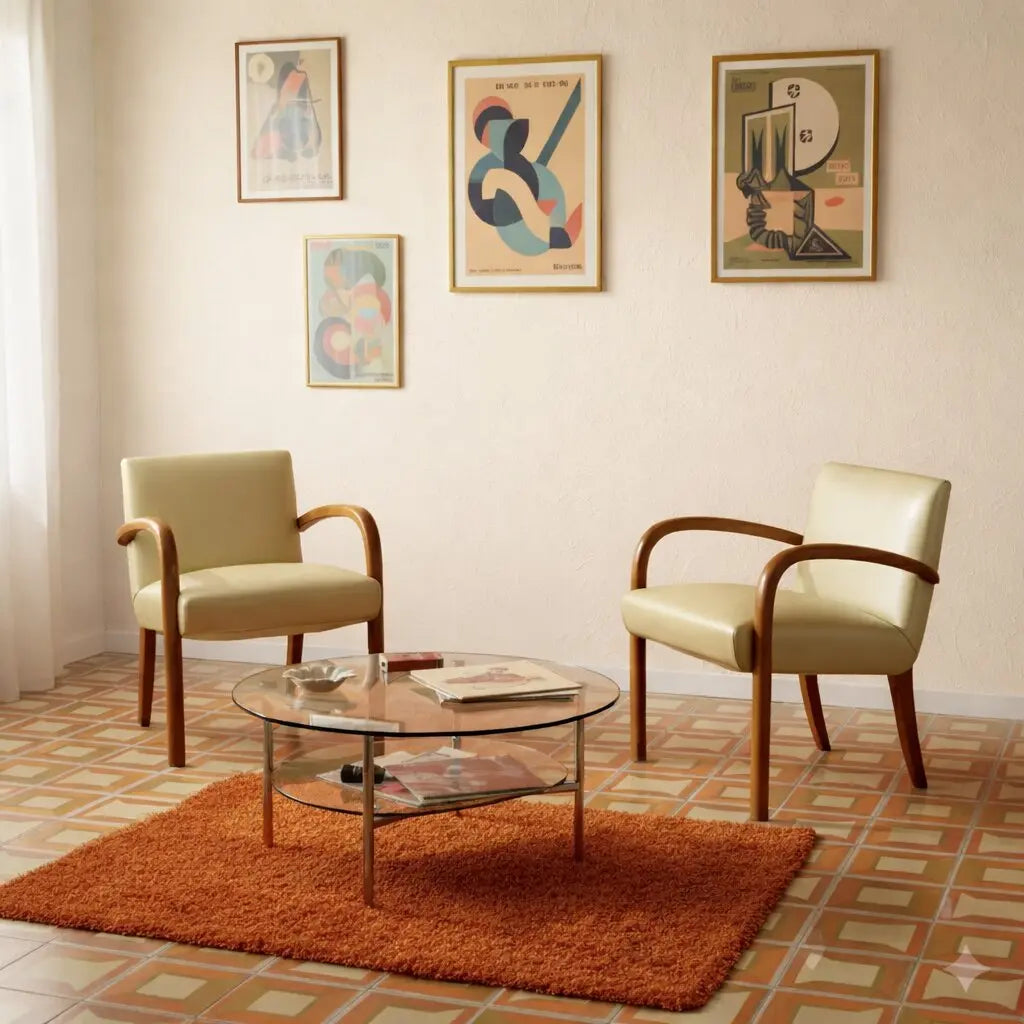 Vintage Armchairs Beech Leatherette Design Italy 1960s | Modernism | Armchairs