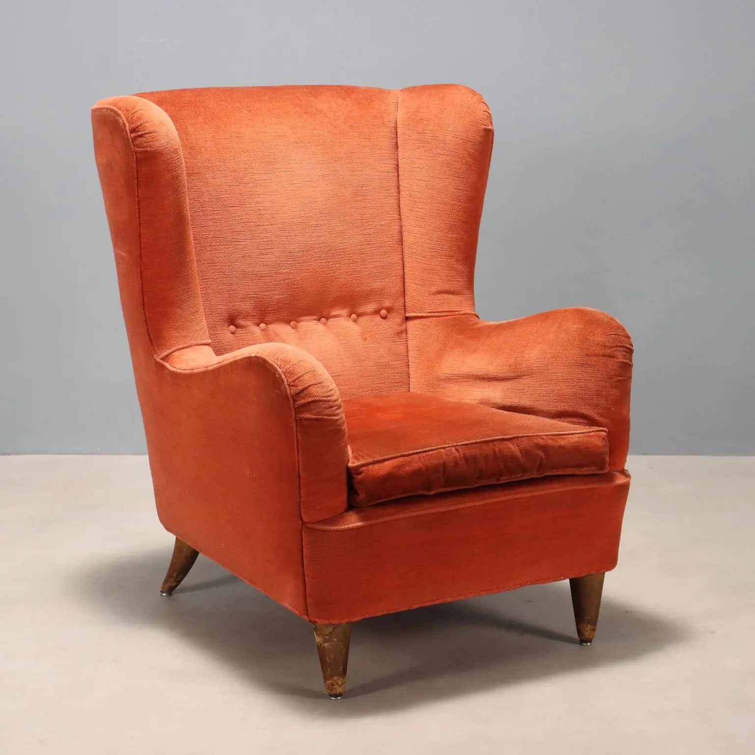 Vintage Armchair Wood Fabric Design Italy 1950s-1960s | Modernism | Armchairs