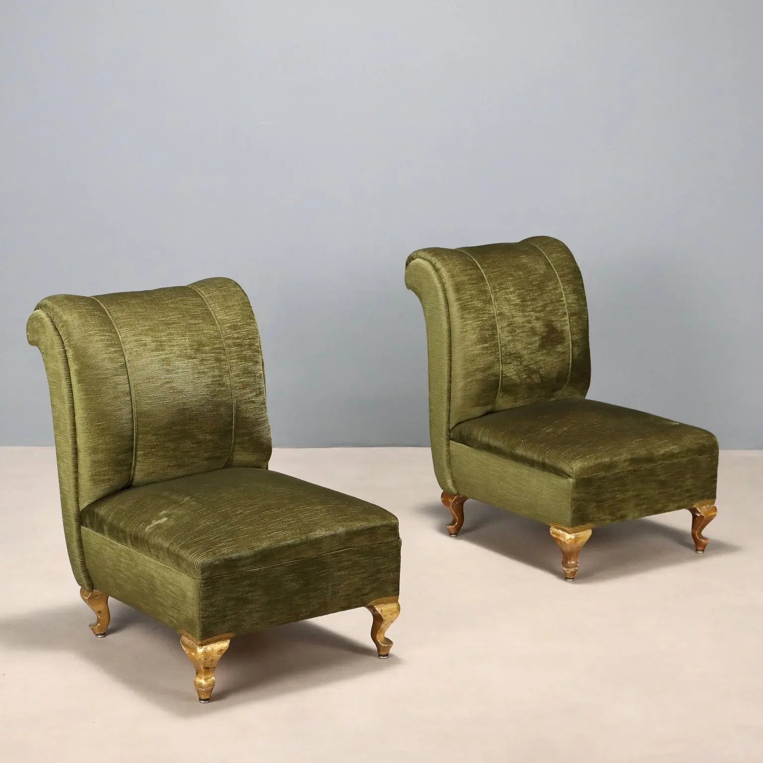 Vintage Armchairs Fabric Wood Italy XX Century | Modernism | Armchairs