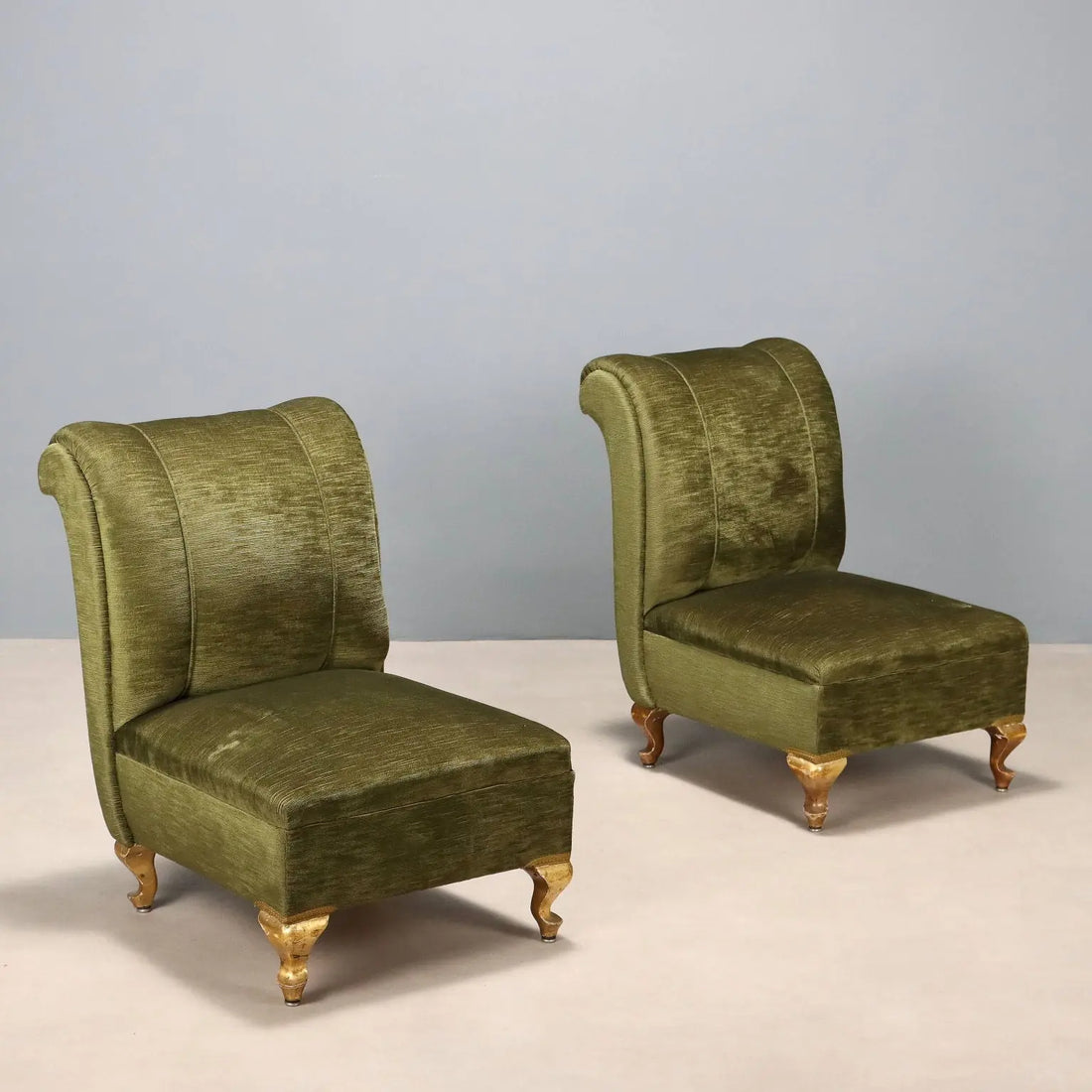 Vintage Armchairs Fabric Wood Italy XX Century | Modernism | Armchairs