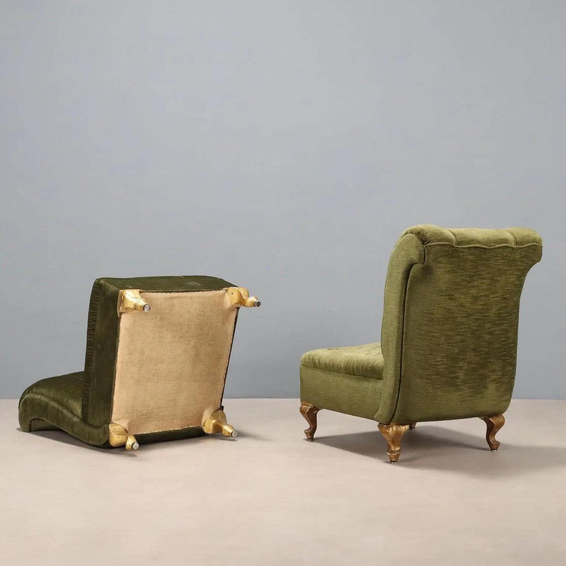 Vintage Armchairs Fabric Wood Italy XX Century | Modernism | Armchairs