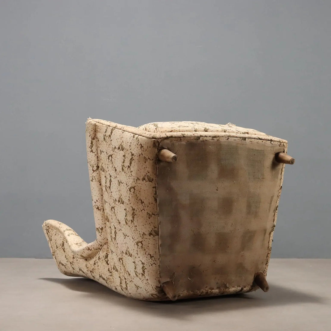 Vintage Bergère Armchair Fabric Design Italy 1950s