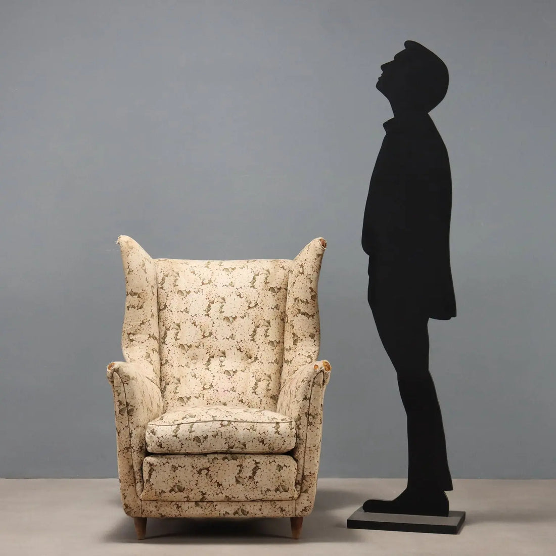 Vintage Bergère Armchair Fabric Design Italy 1950s