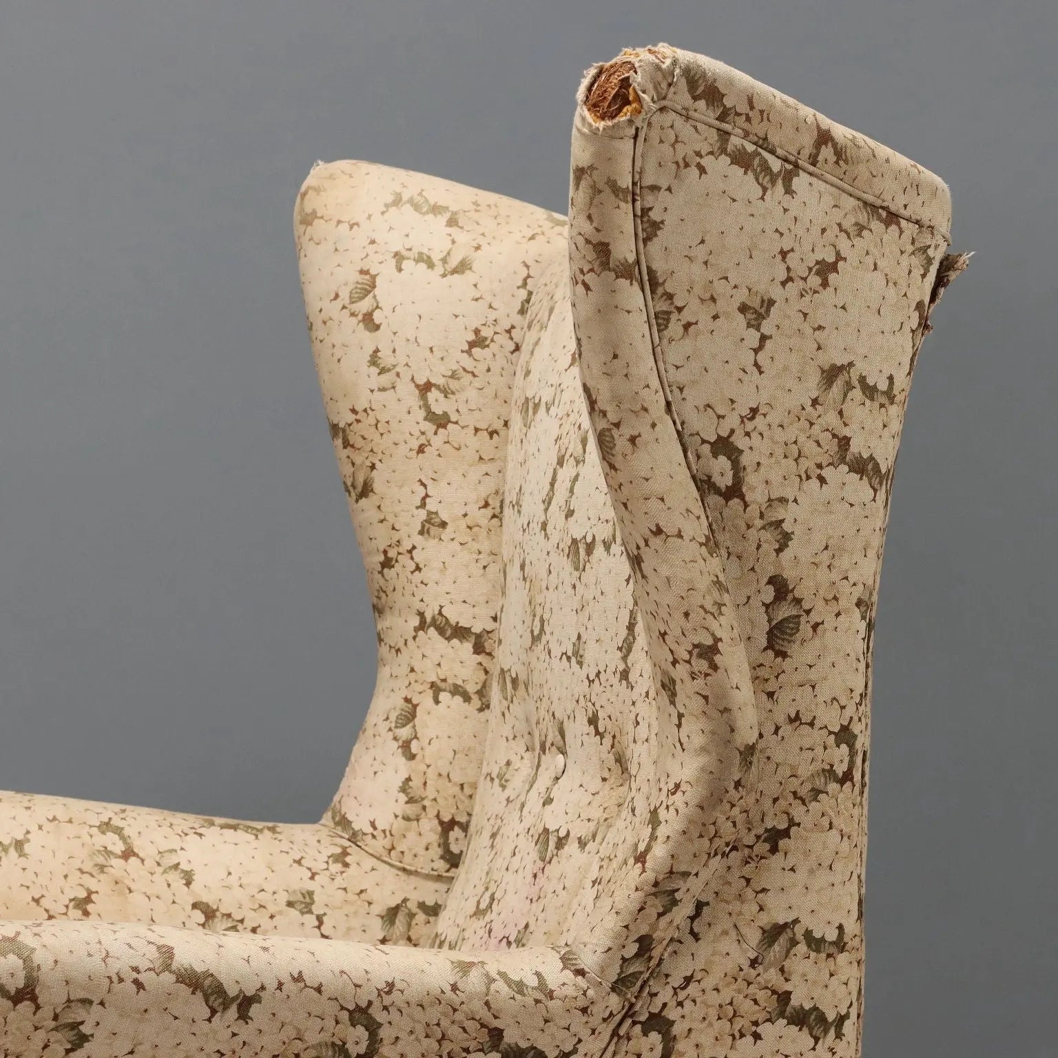 Vintage Bergère Armchair Fabric Design Italy 1950s