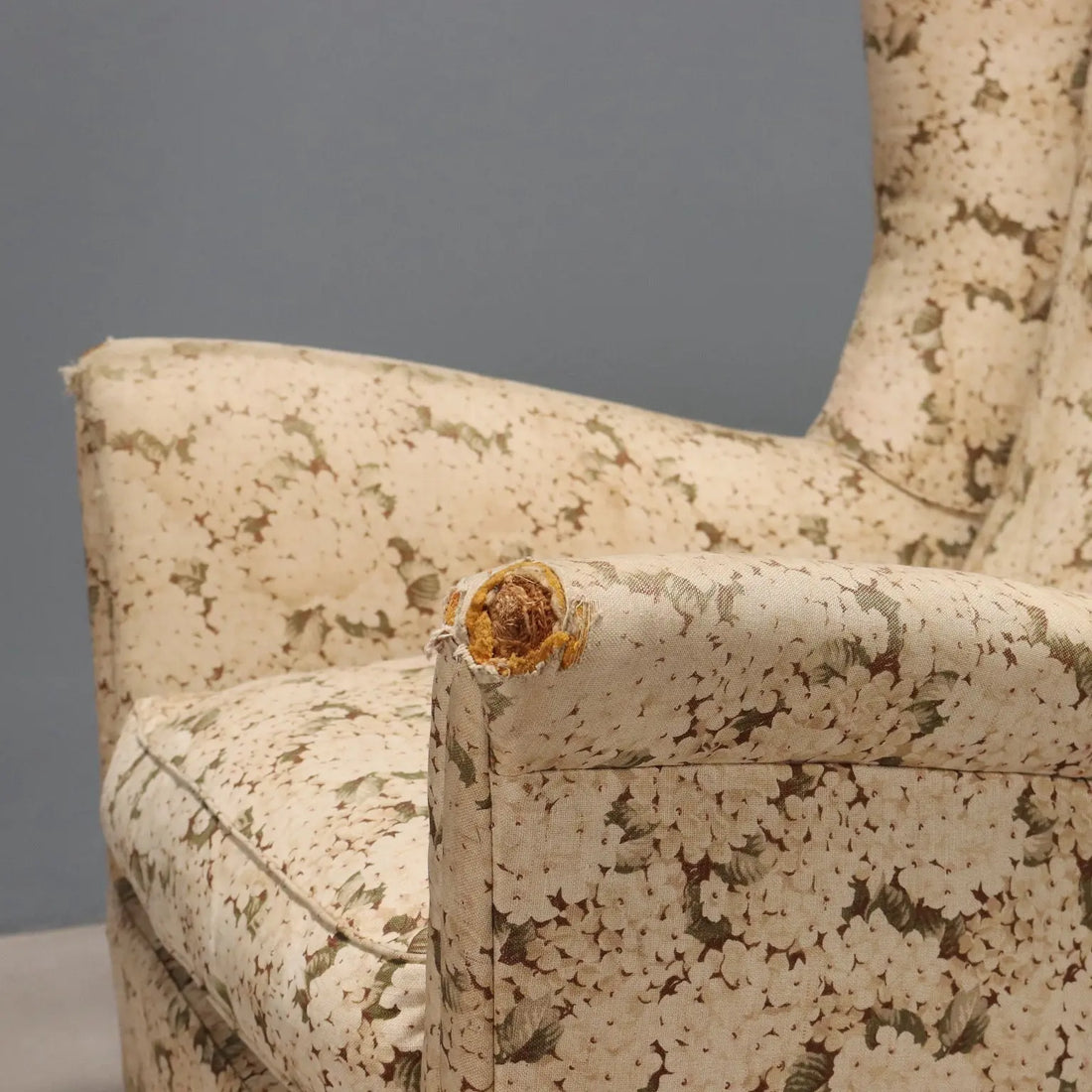 Vintage Bergère Armchair Fabric Design Italy 1950s