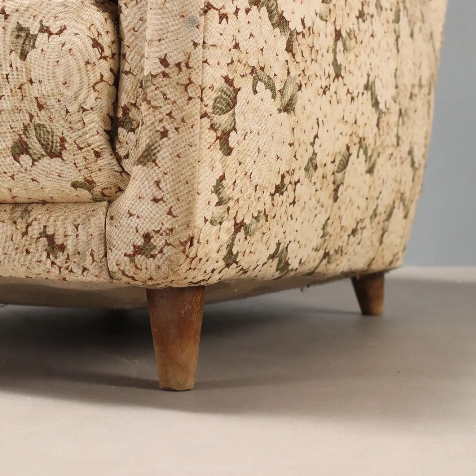 Vintage Bergère Armchair Fabric Design Italy 1950s