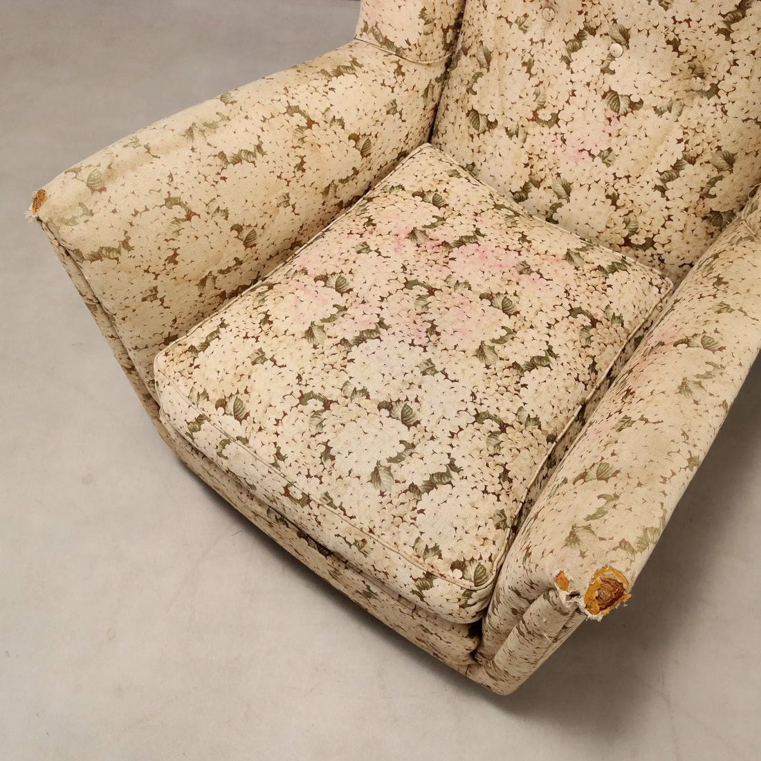 Vintage Bergère Armchair Fabric Design Italy 1950s